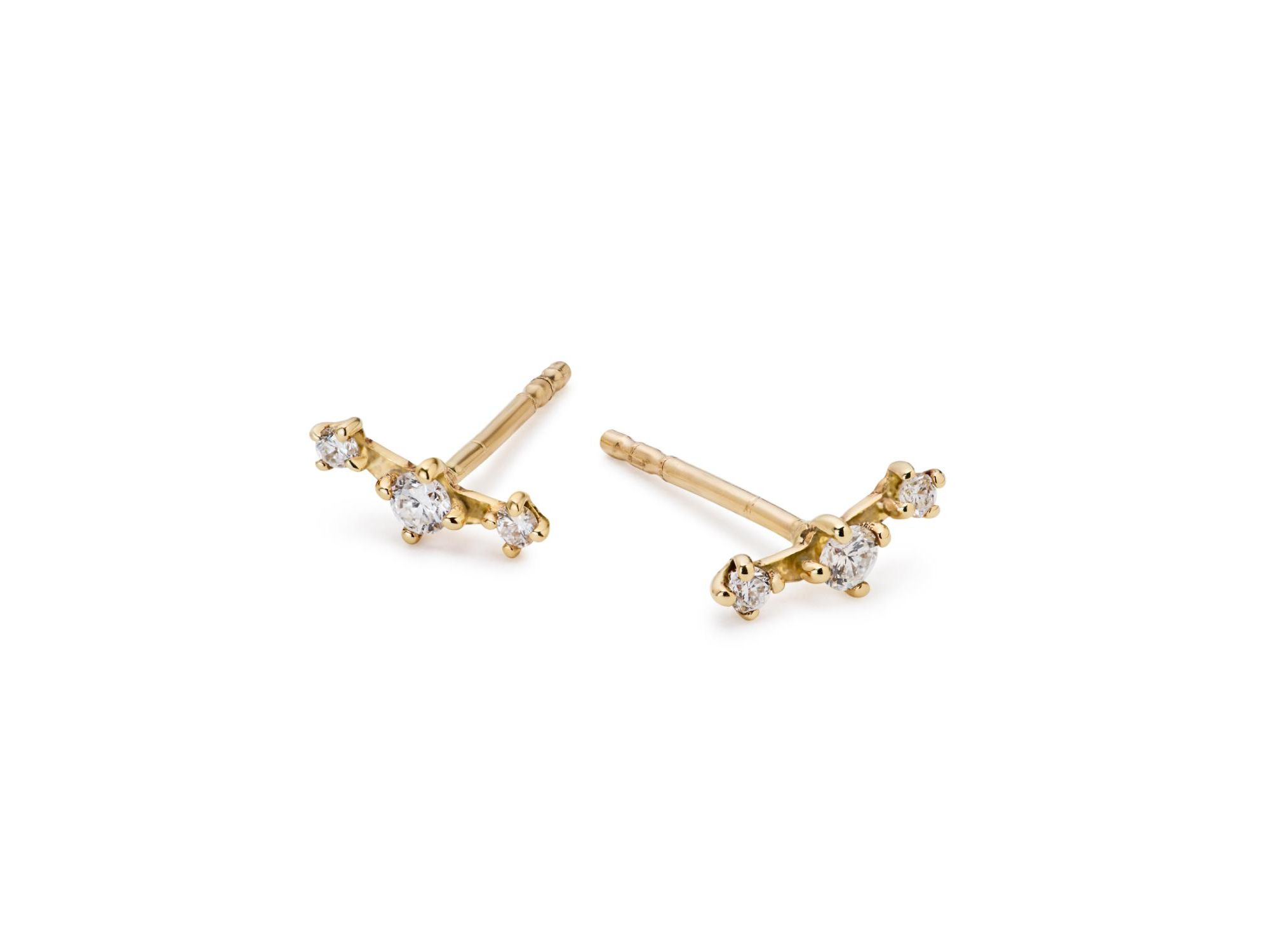 Gold Triple Lab-Grown Diamond Studs — Image 5