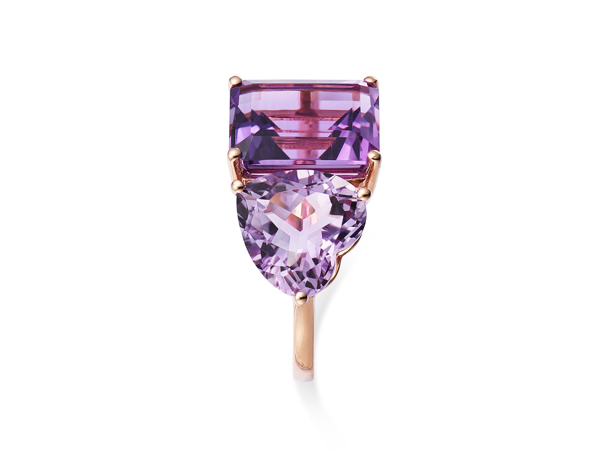 Amethyst & Pink Amethyst Ring in 14K Rose Gold — Image 4