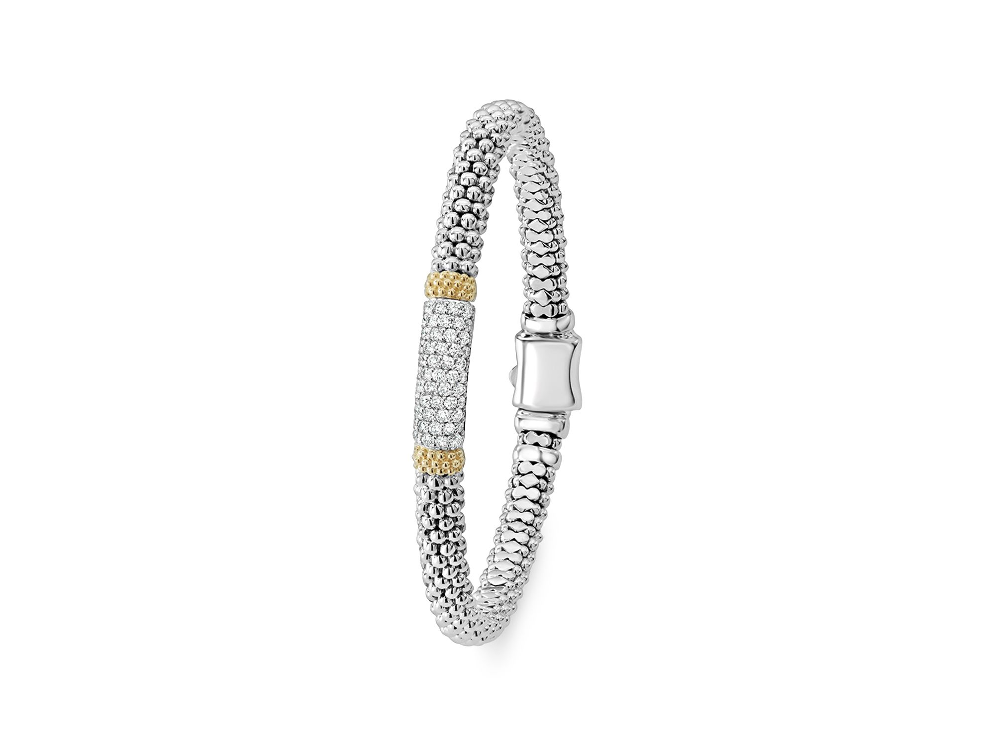 18K Gold & Sterling Silver Diamond Lux Pavé Station Bracelet, 6mm — Image 5