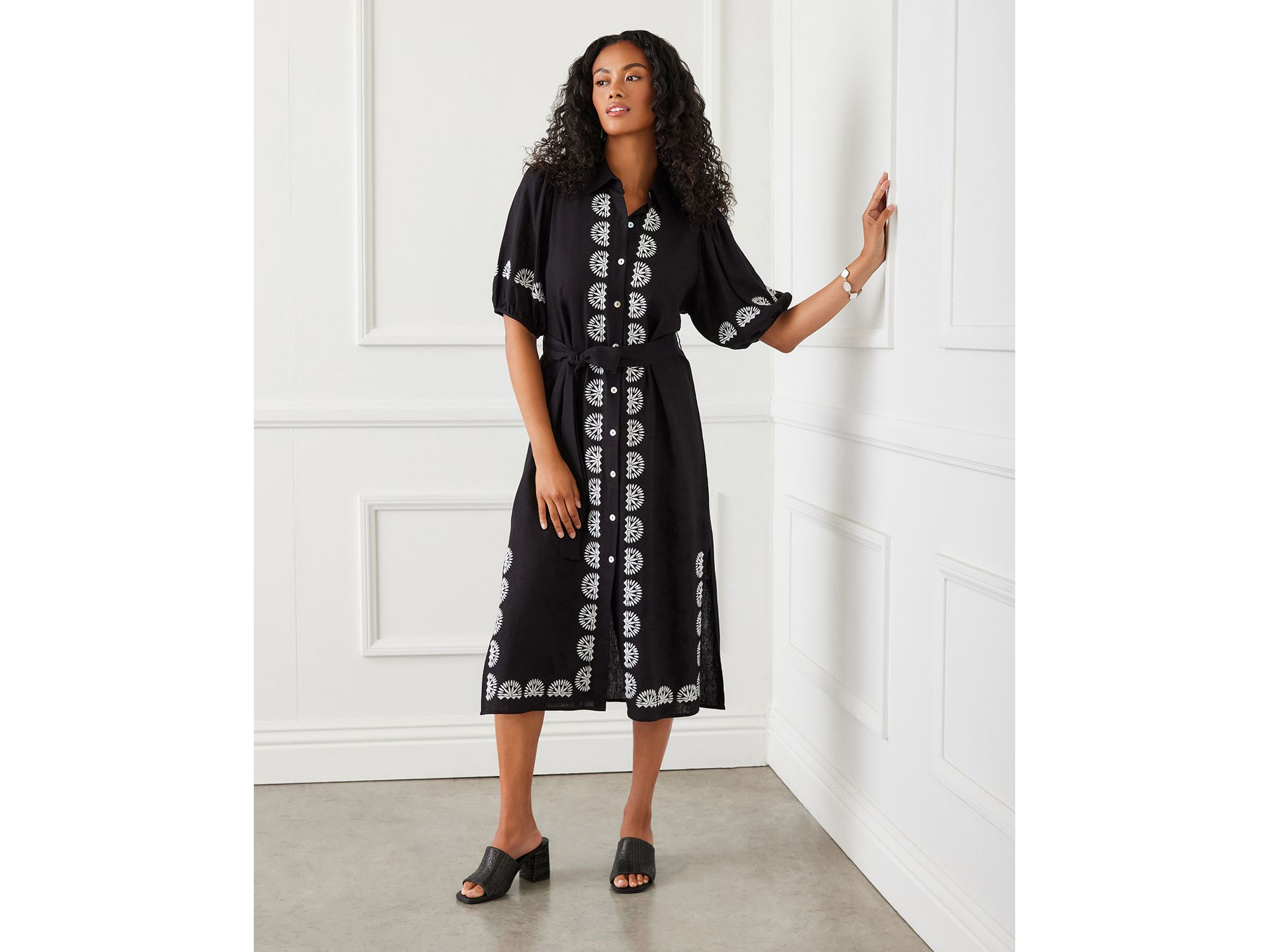 Embroidered Shirt Dress — Image 4