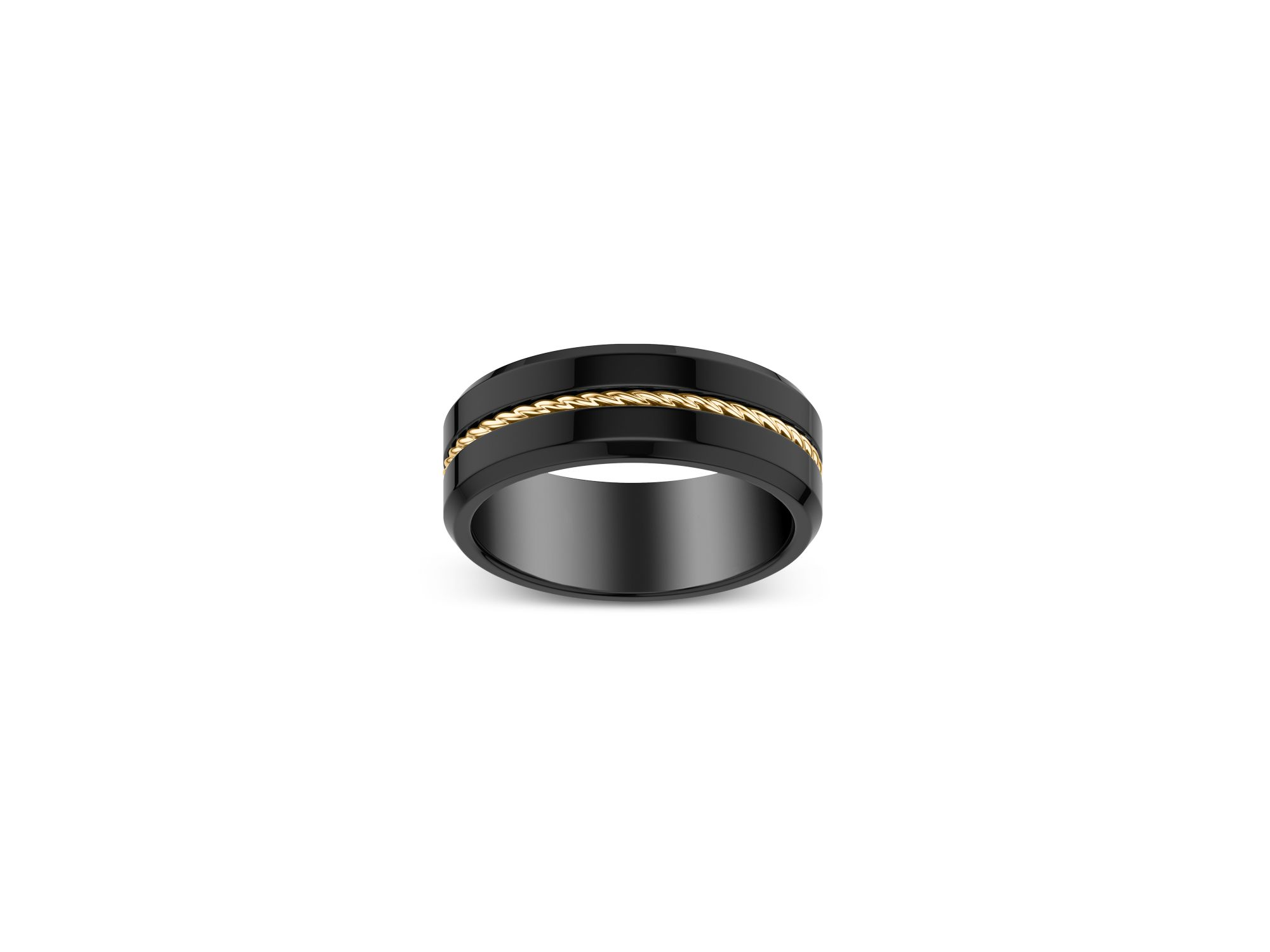 Men's Band in Yellow & Black Tungsten — Image 3
