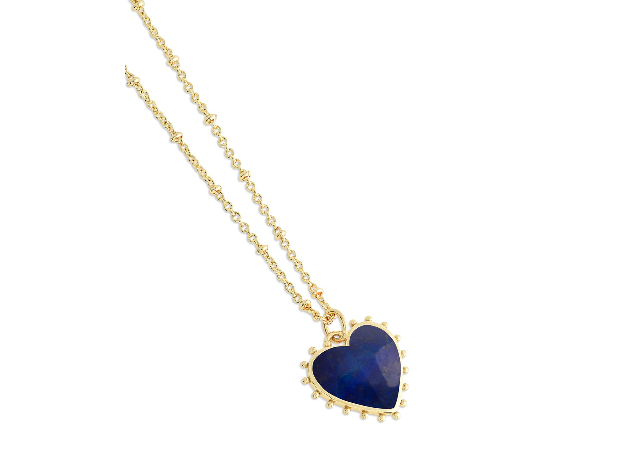 Heart Stone 18K Yellow Gold Plated Stone Necklace, 19"L — Image 3