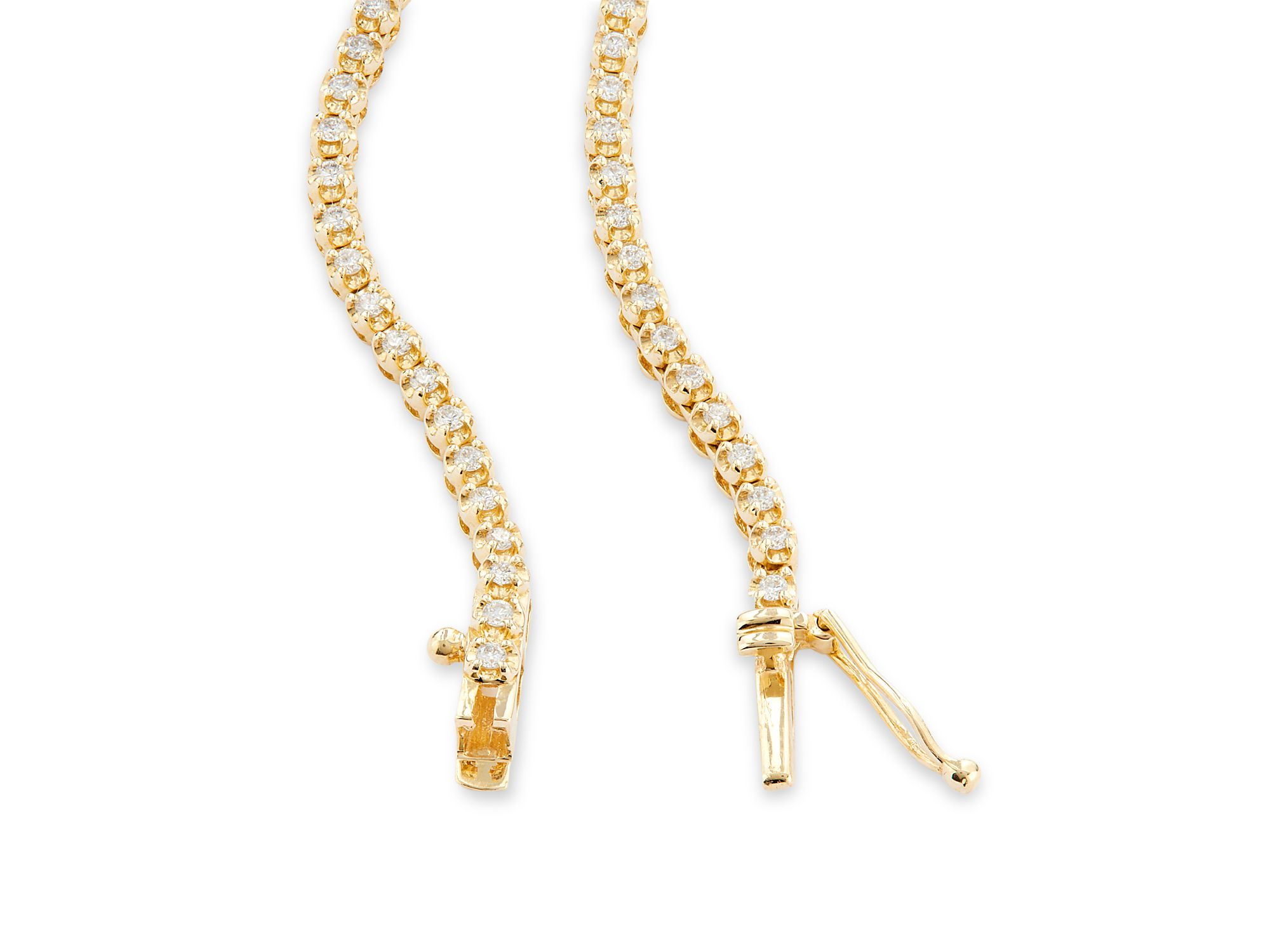 Emerald & Diamond Station Tennis Necklace in 14K Yellow Gold, 16.5" — Image 3