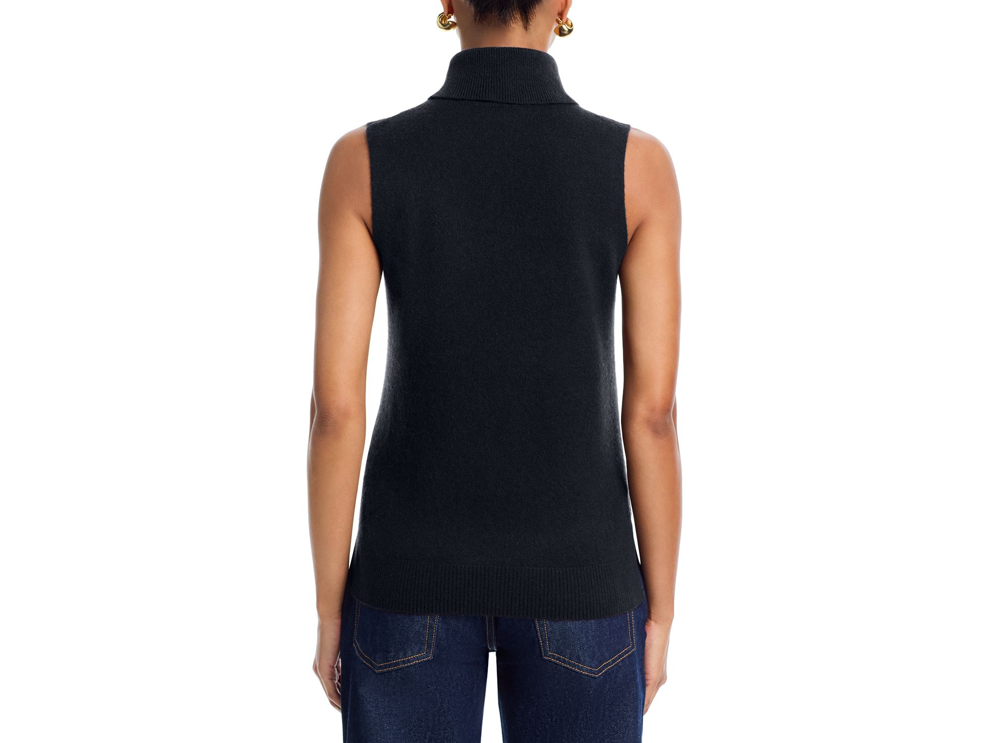 100% Cashmere Split Hem Turtleneck Tank - Exclusive — Image 4