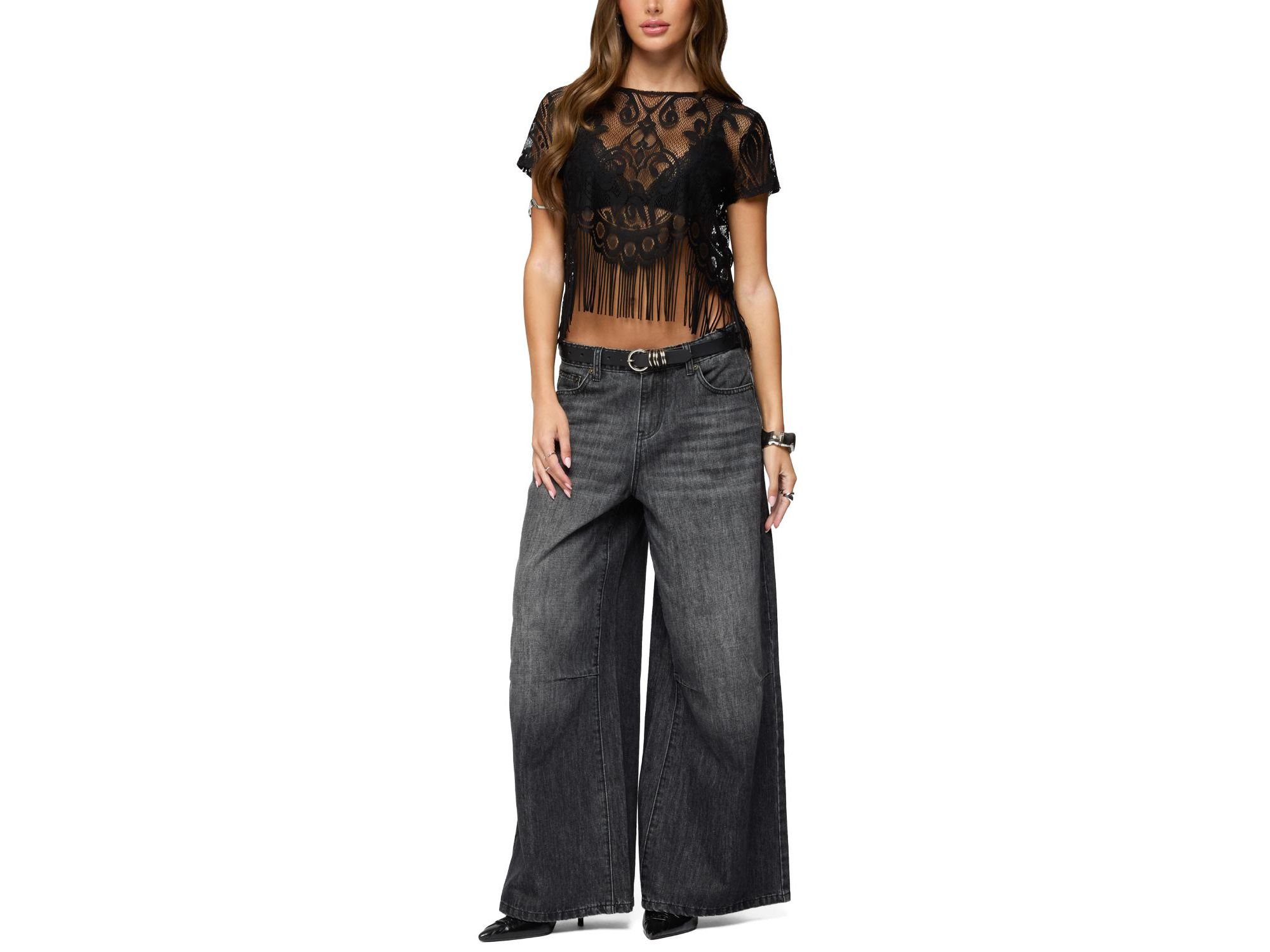 Kira Sheer Lace Fringe Top — Image 5