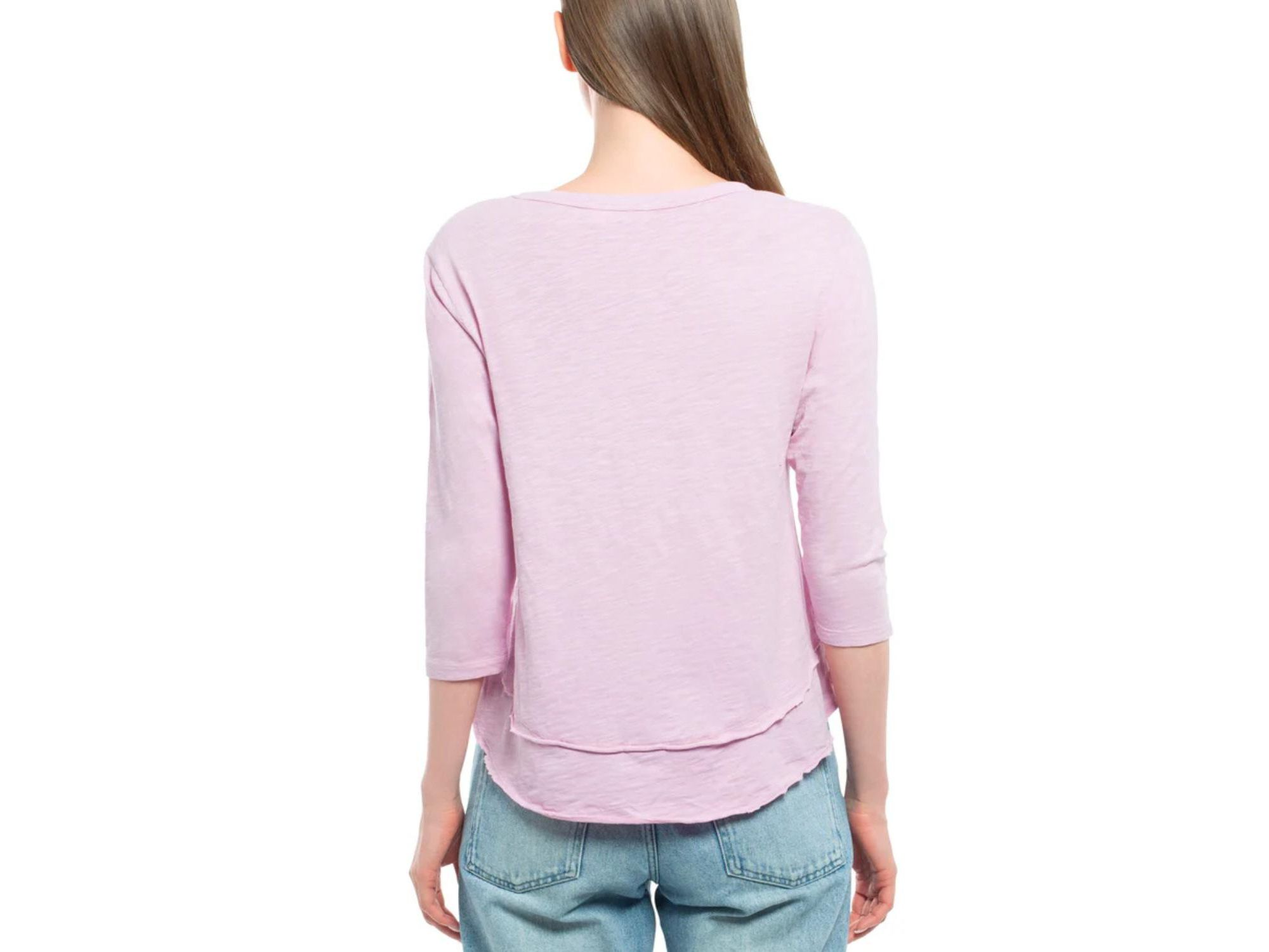 3/4 Sleeve Shrunken Crew Mock Layer Tee — Image 3