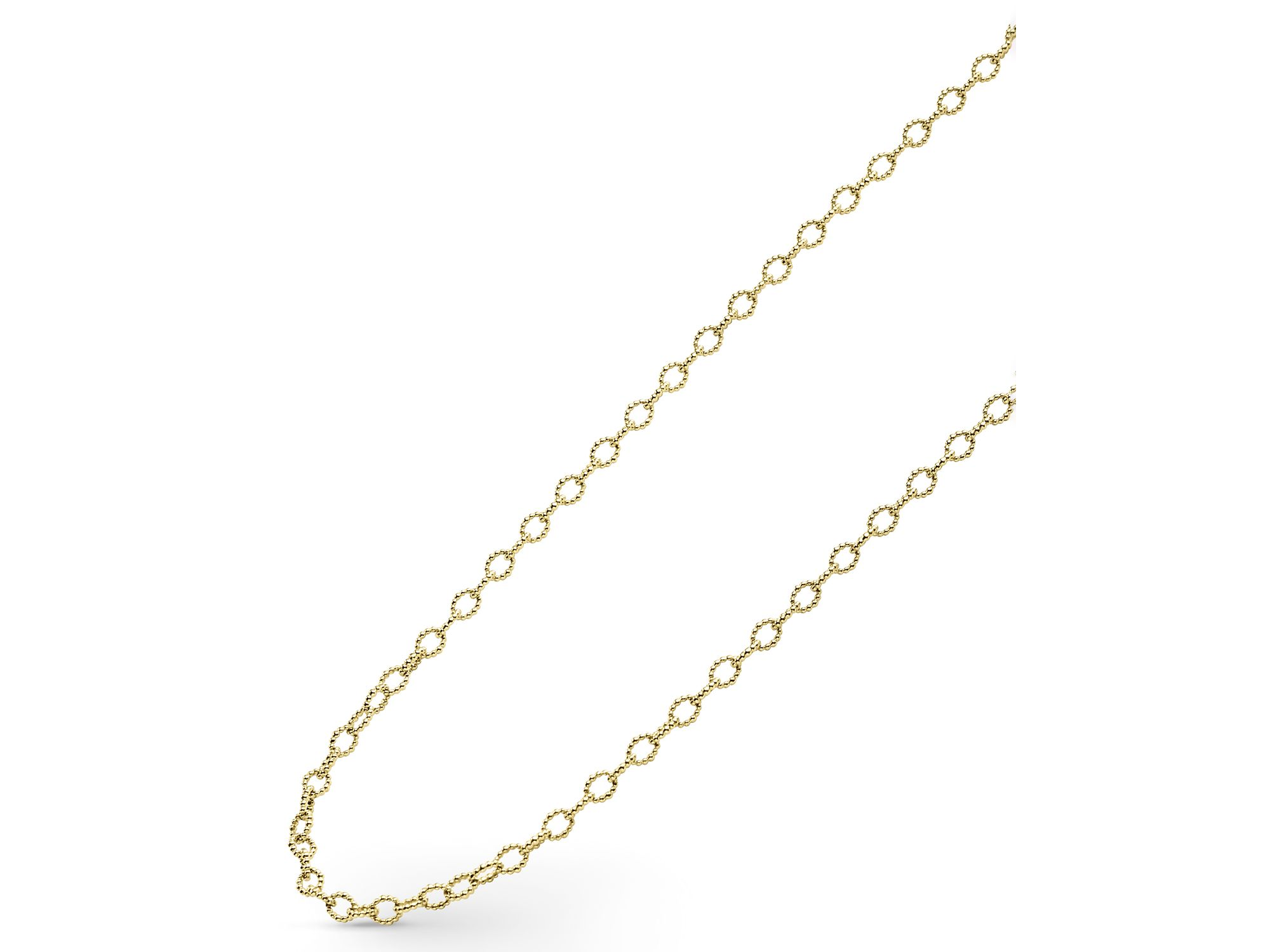 18K Yellow Gold Signature Caviar Beaded Oval Link Necklace, 18" — Image 4
