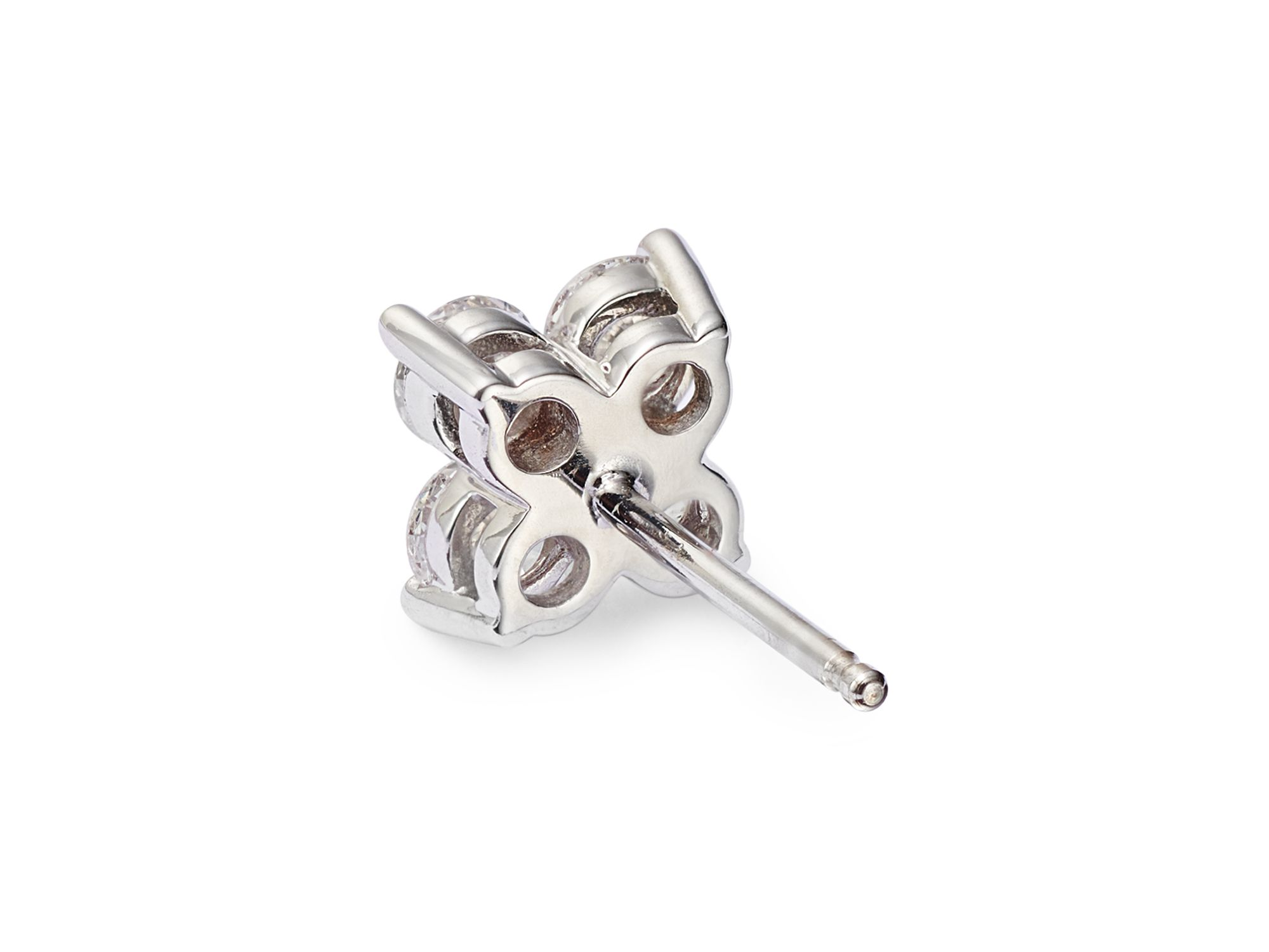 Diamond Clover Stud Earrings in 14K White Gold, 1.0 tcw — Image 3