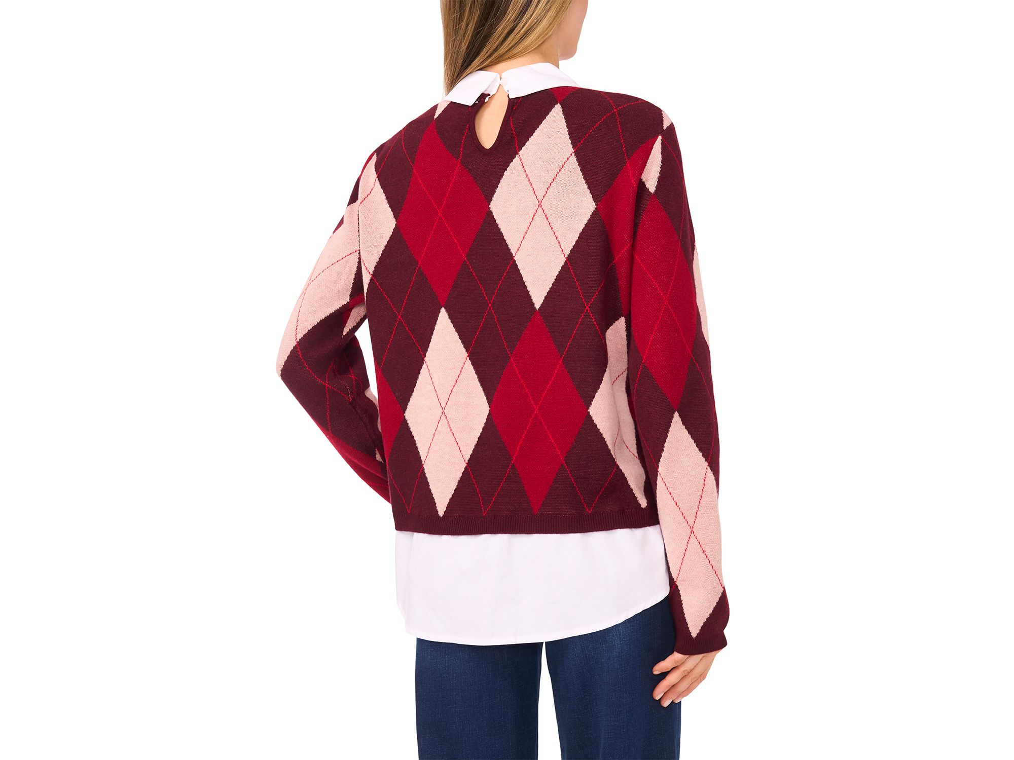 Layered Look Argyle Sweater — Image 3
