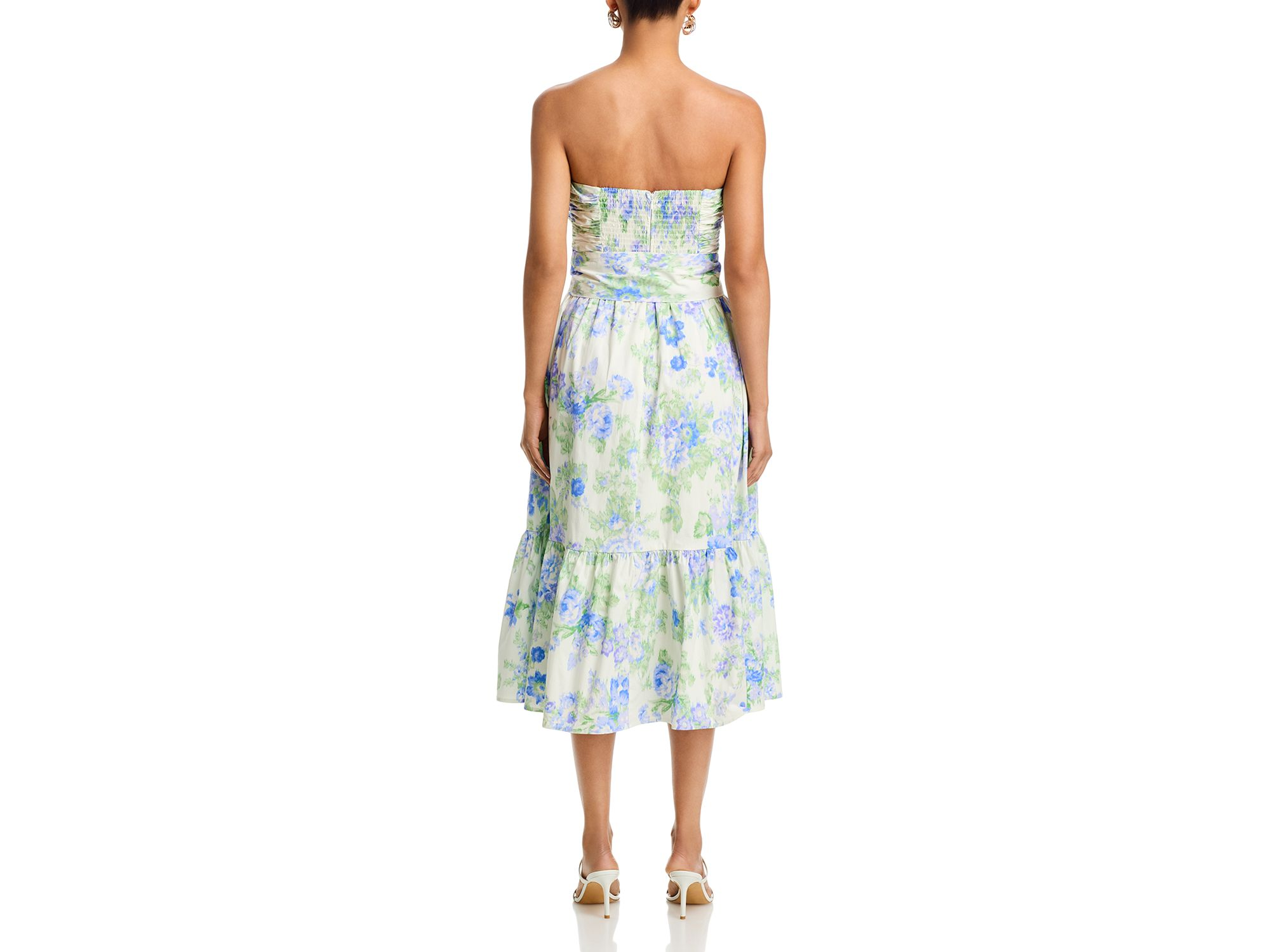 Blurred Floral Gathered Midi Dress - Exclusive — Image 4
