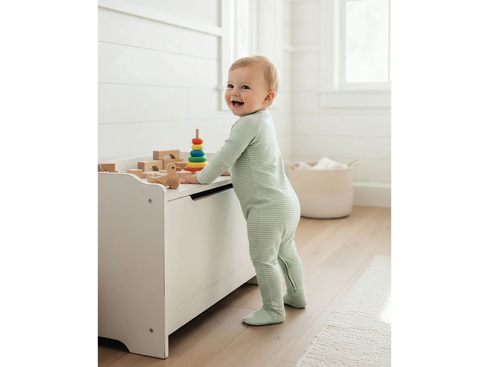 Boys' Pear Stripe Bamboo Sleeper - Baby — Image 4