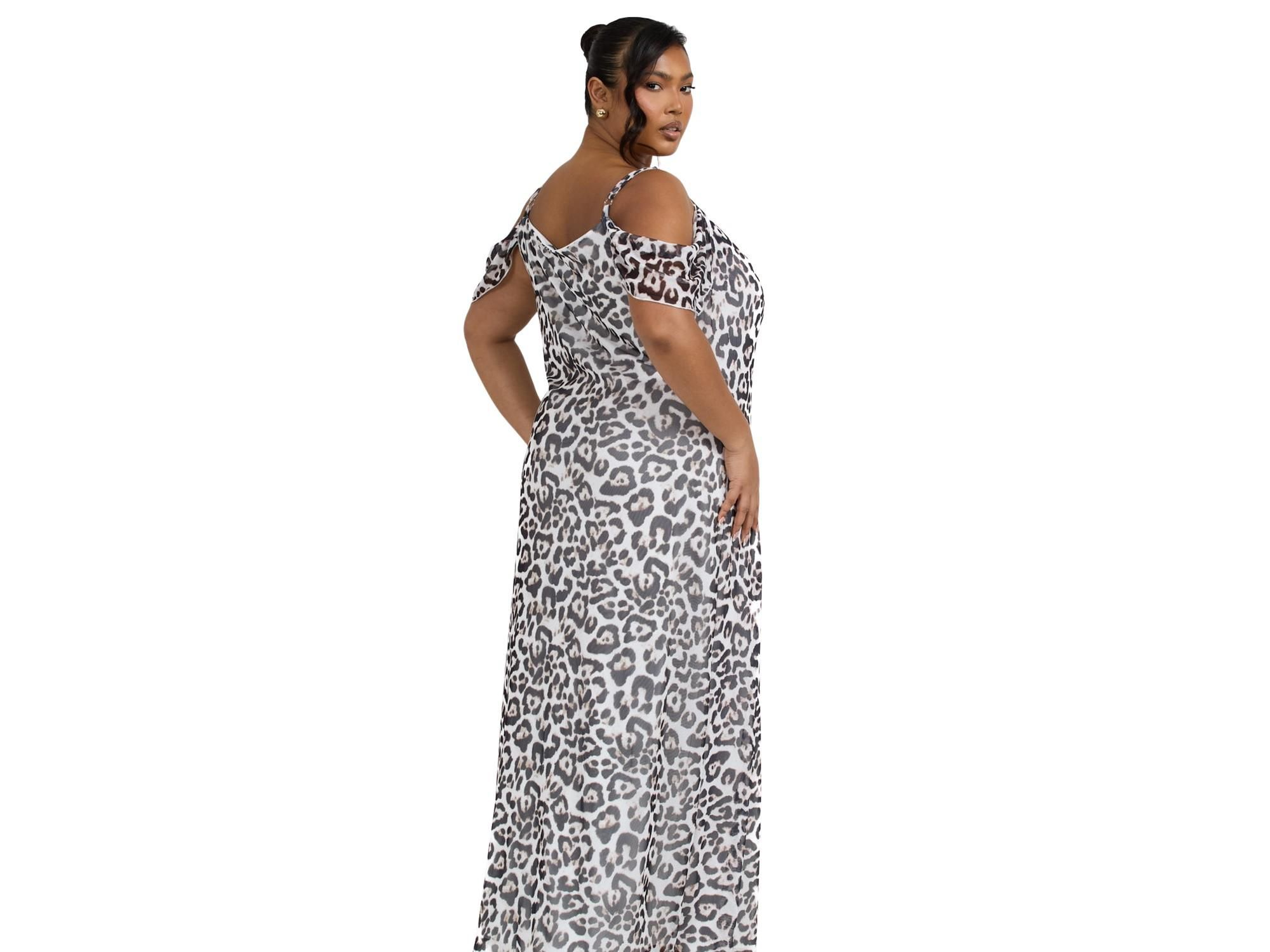 Off The Shoulder Leopard Maxi Dress — Image 4