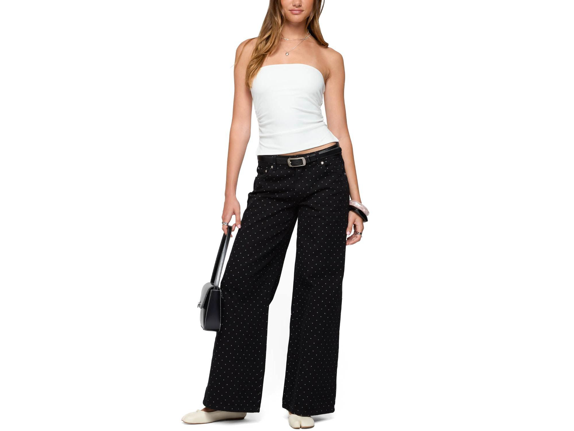 Misha Polka Dot Baggy Low Black Wash Jeans — Image 4