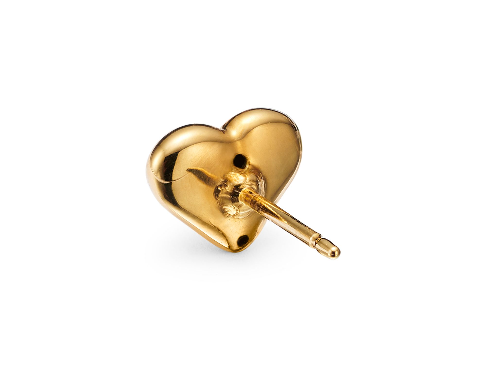 Puffed Heart Studs in 14K Yellow Gold — Image 3