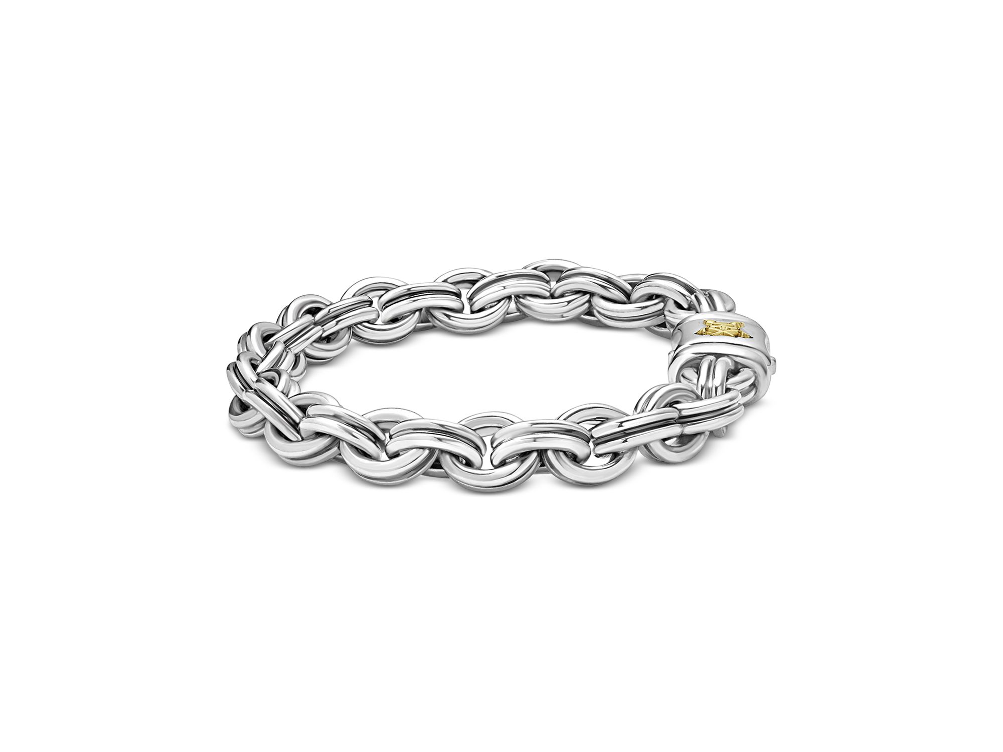 Men's 18K Yellow Gold & Sterling Anthem Double Link Chain Bracelet - Exclusive — Image 4