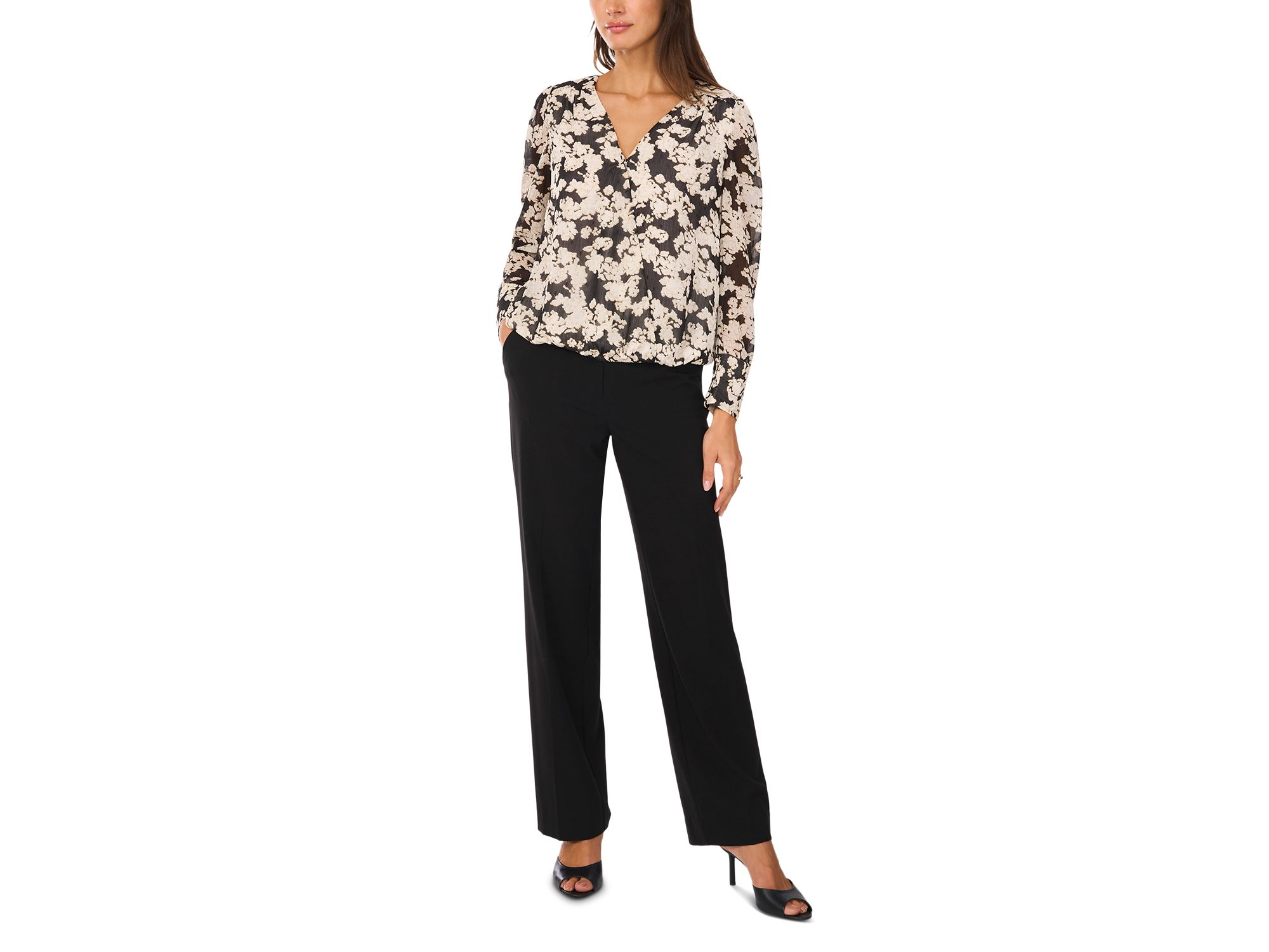 Printed Faux Wrap Blouse — Image 4