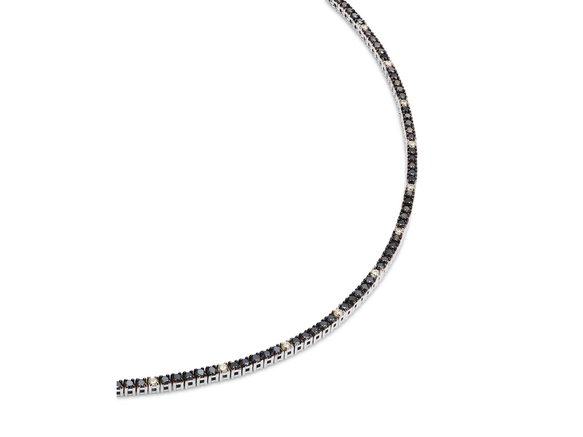 Black & White Diamond Tennis Necklace in 14K White Gold, 3.6 tcw — Image 3