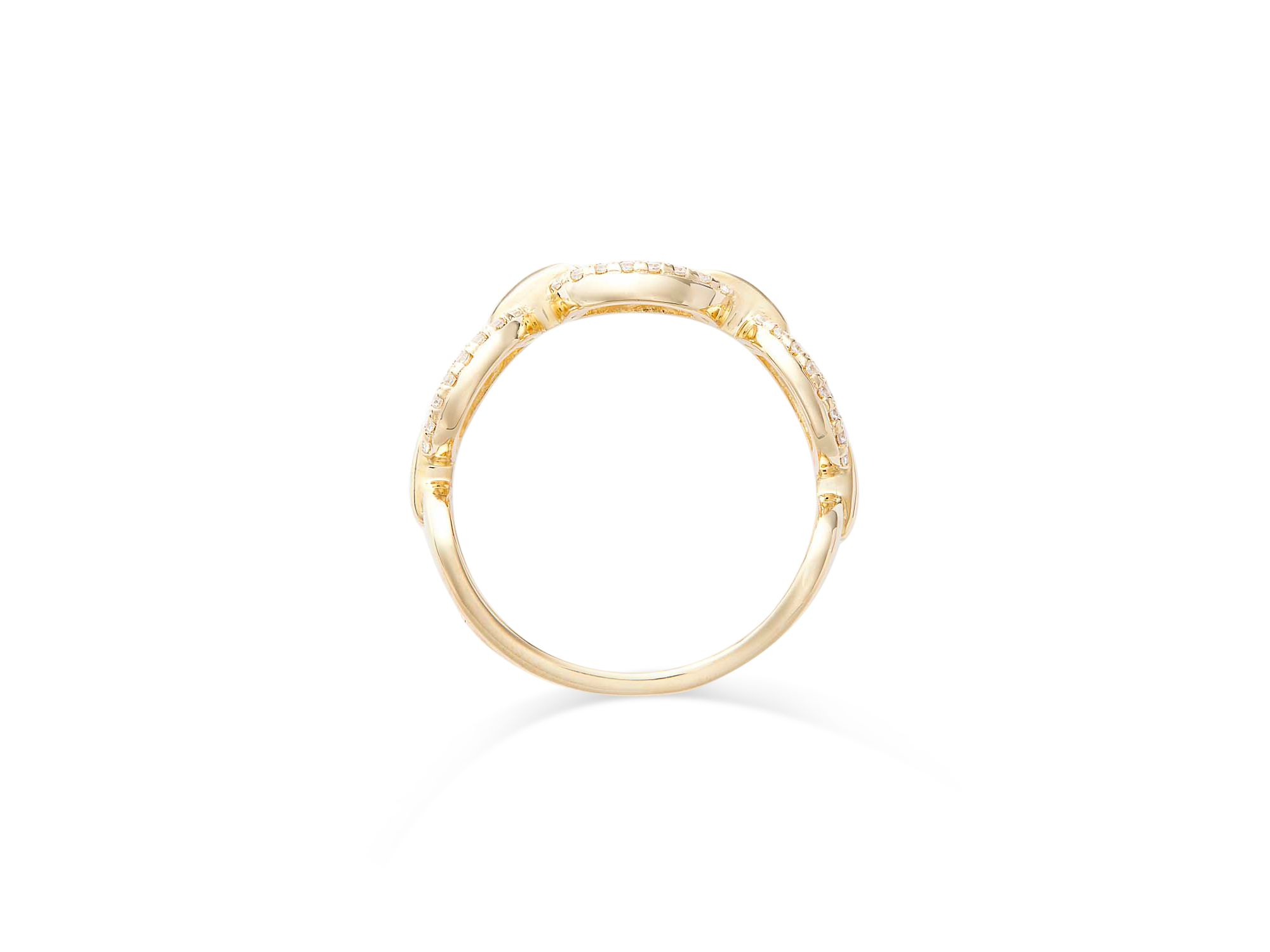 Diamond Pavé Mariner Link Ring in 14K Yellow Gold, 0.30 tcw — Image 4