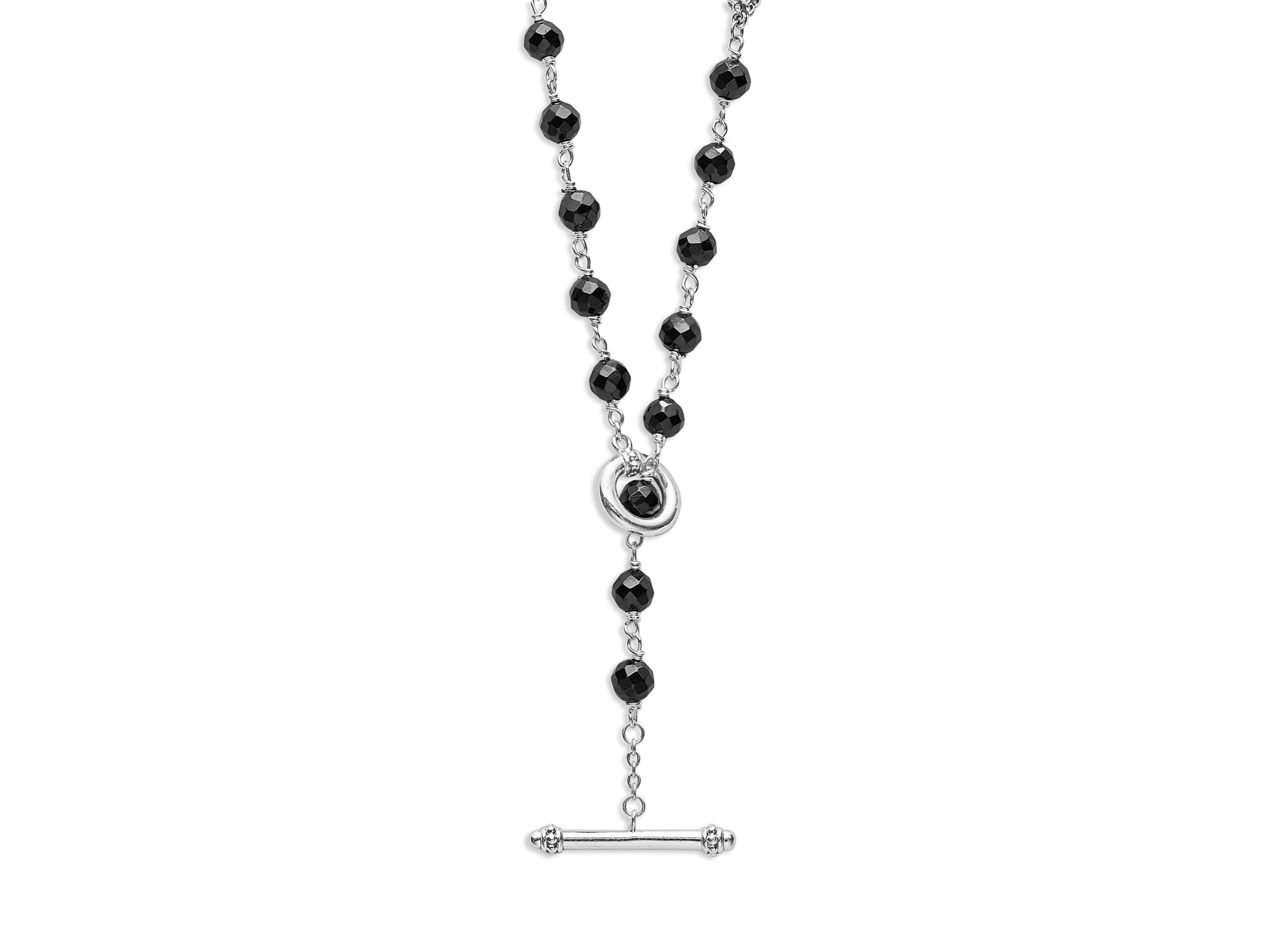 Sterling Silver Caviar Icon Ceramic Bead Link Long Strand Necklace, 34" — Image 4