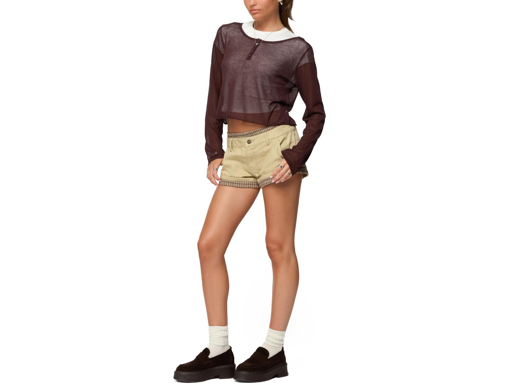Kilian Sheer Knit Henley Top — Image 5