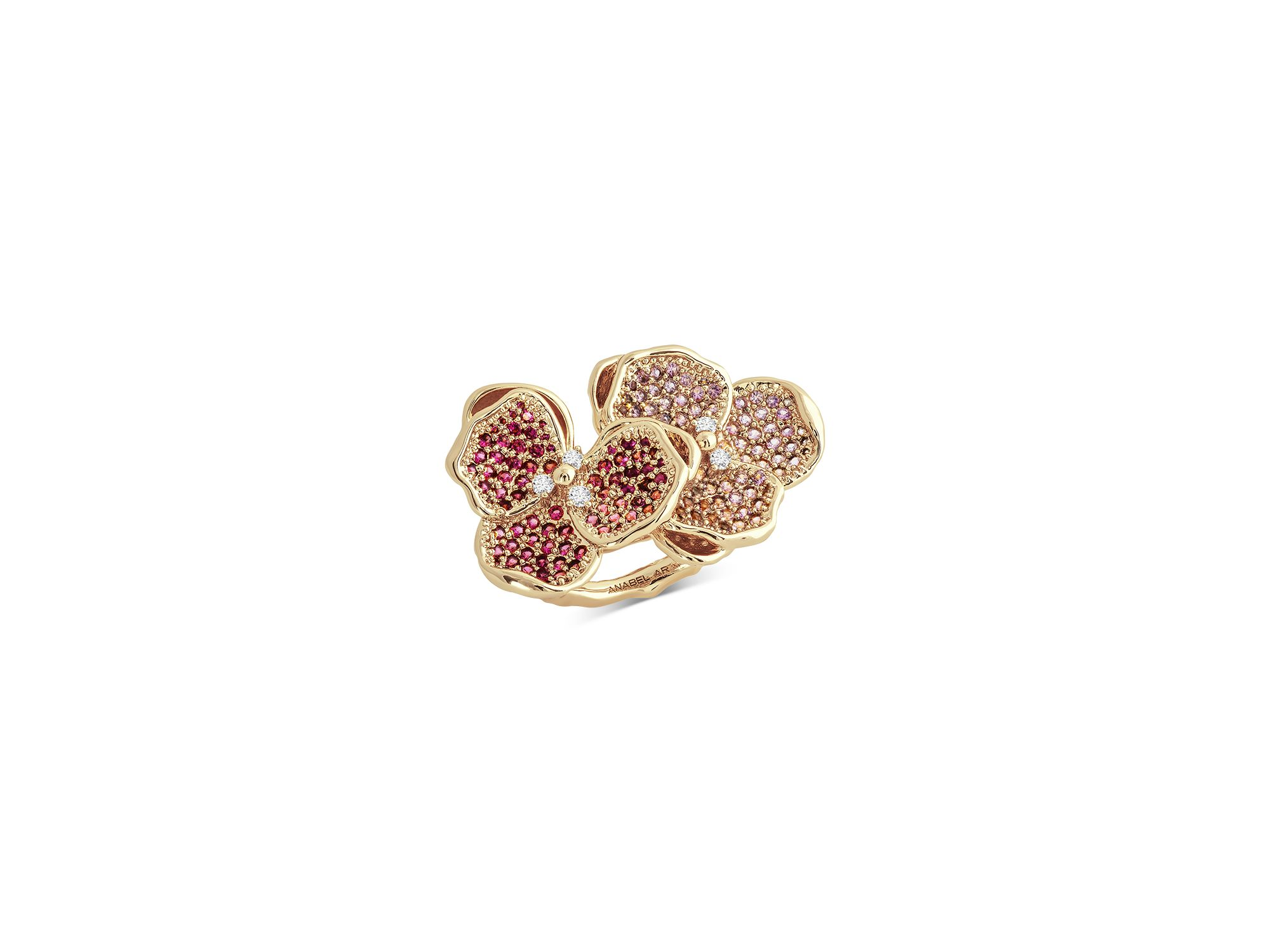 Pavé Double Orchid Ring in 18K Gold Plated — Image 3