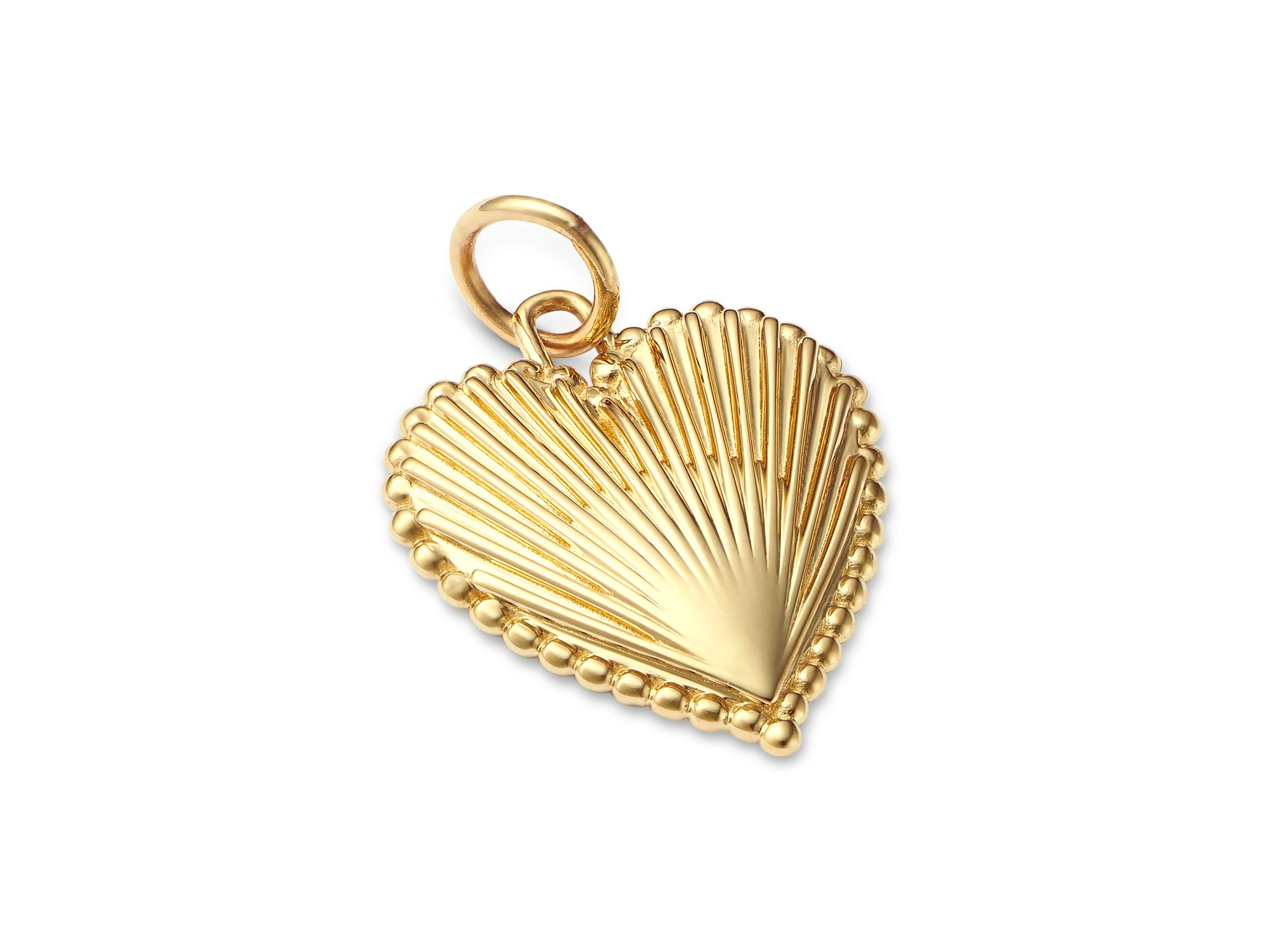 14K Yellow Gold Fluted Heart Charm Pendant — Image 3
