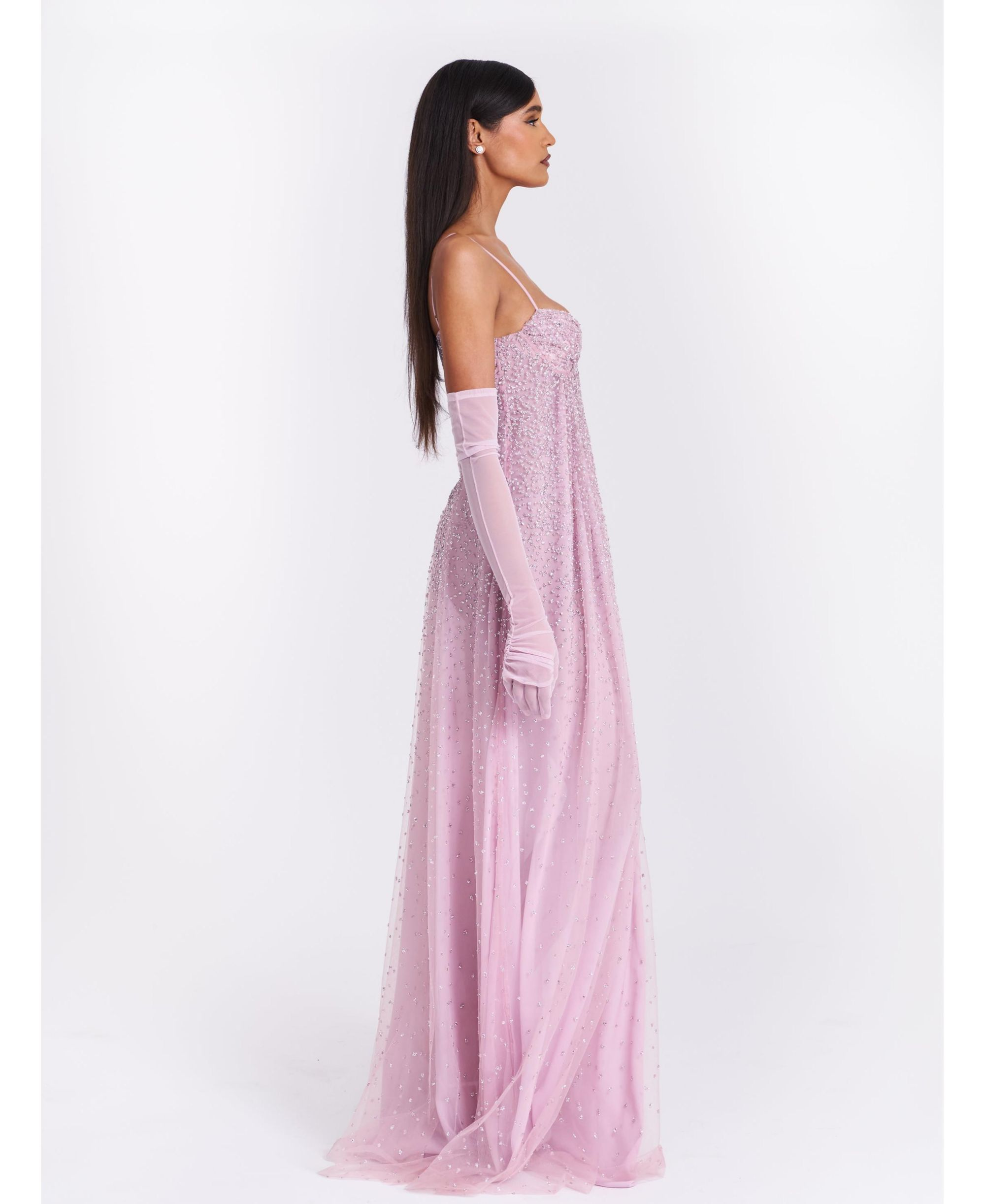Walliee Rhinestone Embellished Mesh Backless Gown — Image 11