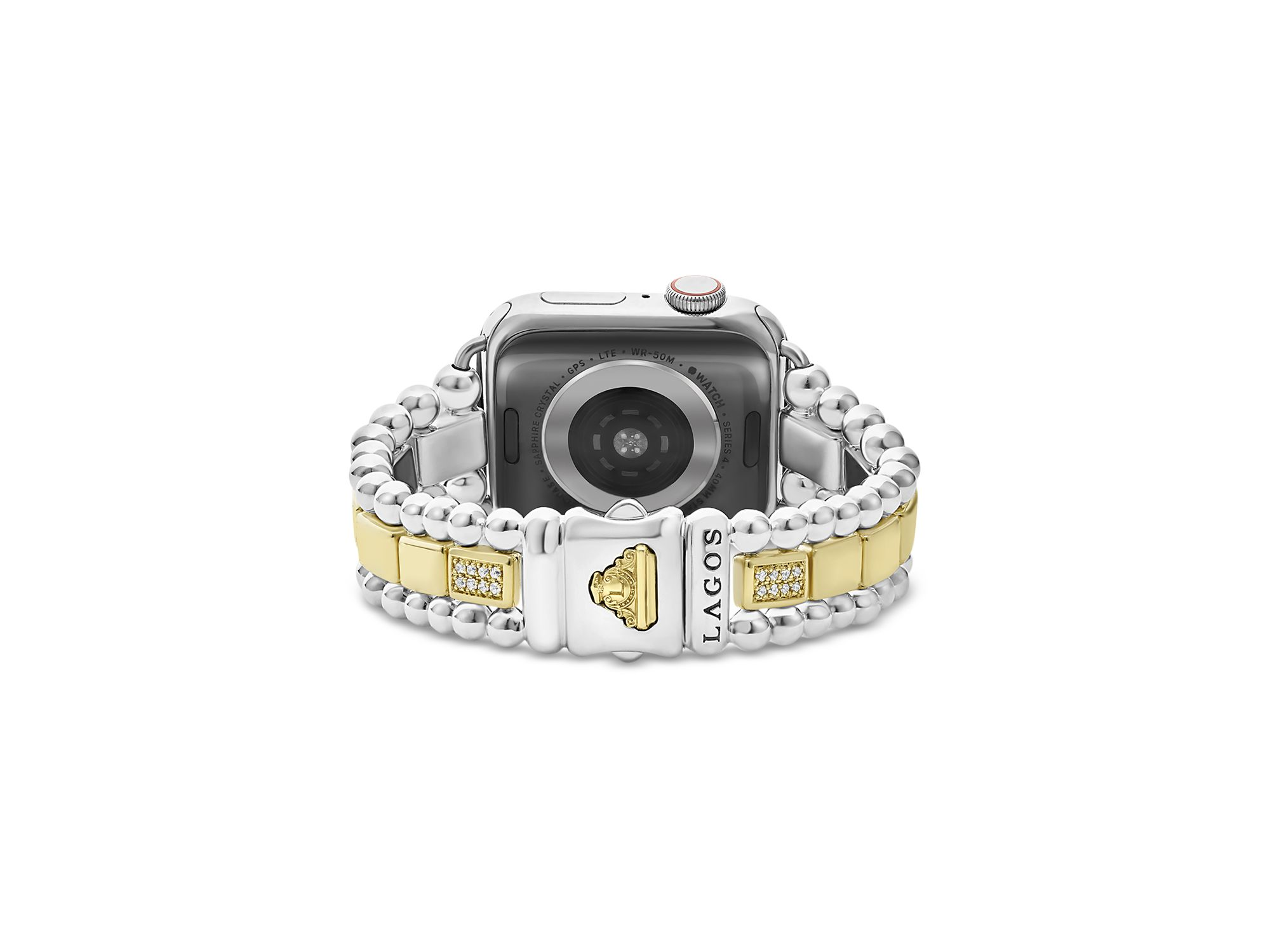 Sterling Silver & 18K Gold Diamond Link Apple™ Smartwatch Bracelet, 38-45mm — Image 4