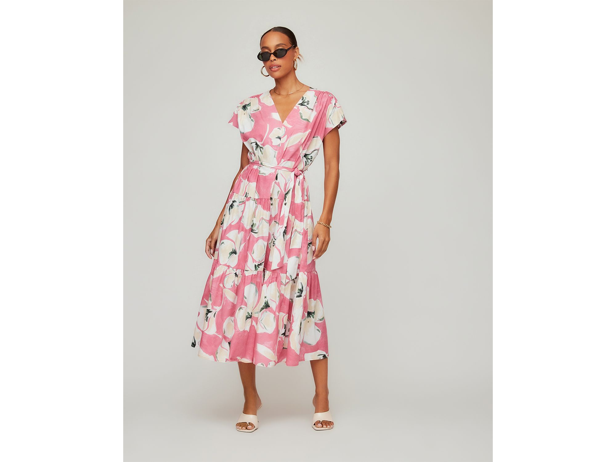 Kristine Tiered Front Slit Midi Dress — Image 5