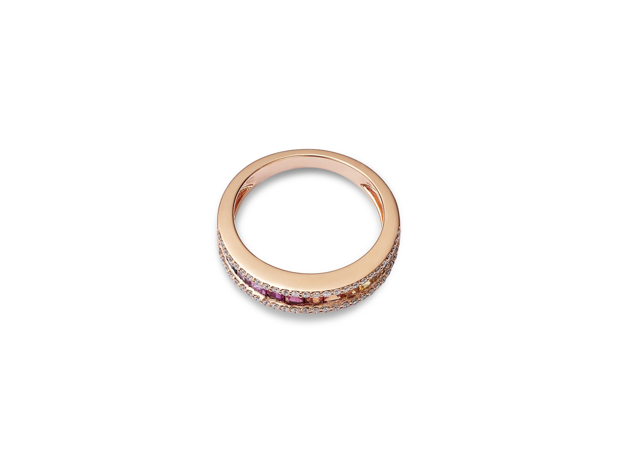 Rainbow Sapphire & Diamond Band in 14K Rose Gold — Image 3