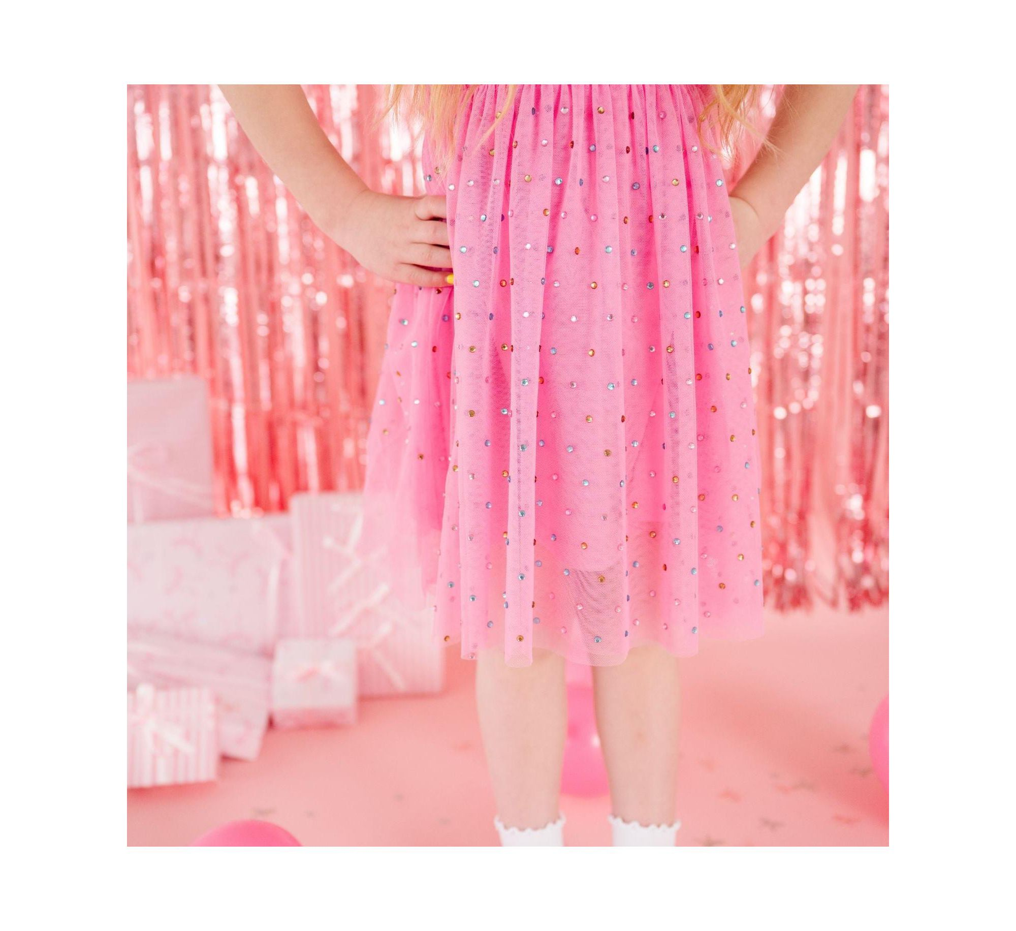 Girls' Raspberry Rhinestone Short Sleeve Tutu Dress - Baby, Little Kid, Big Kid — Image 7