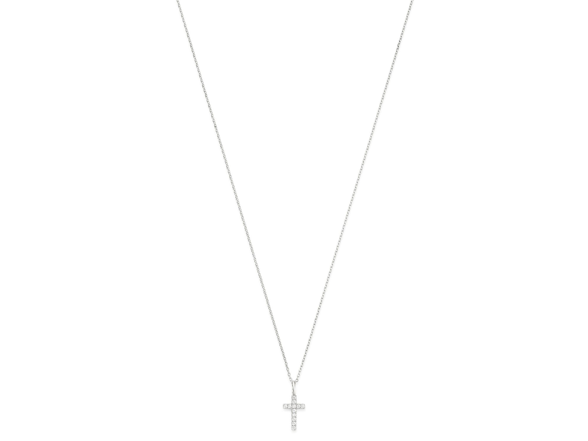 Micro-Pavé Diamond Mini Cross Necklace in 14K White Gold, 0.08 tcw — Image 3