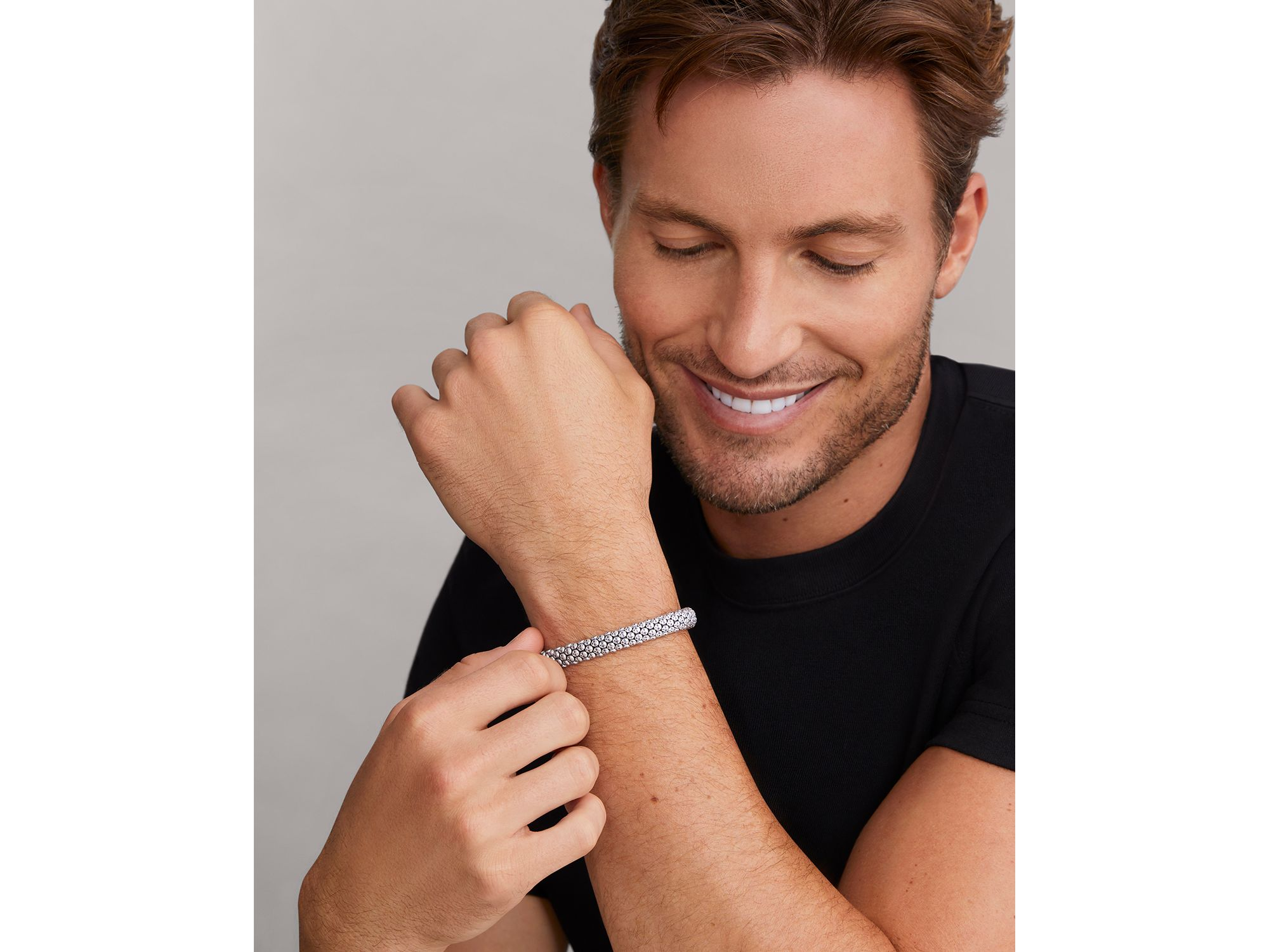 Men's Sterling Anthem Skull Caviar Beaded Bracelet - Exclusive — Image 5