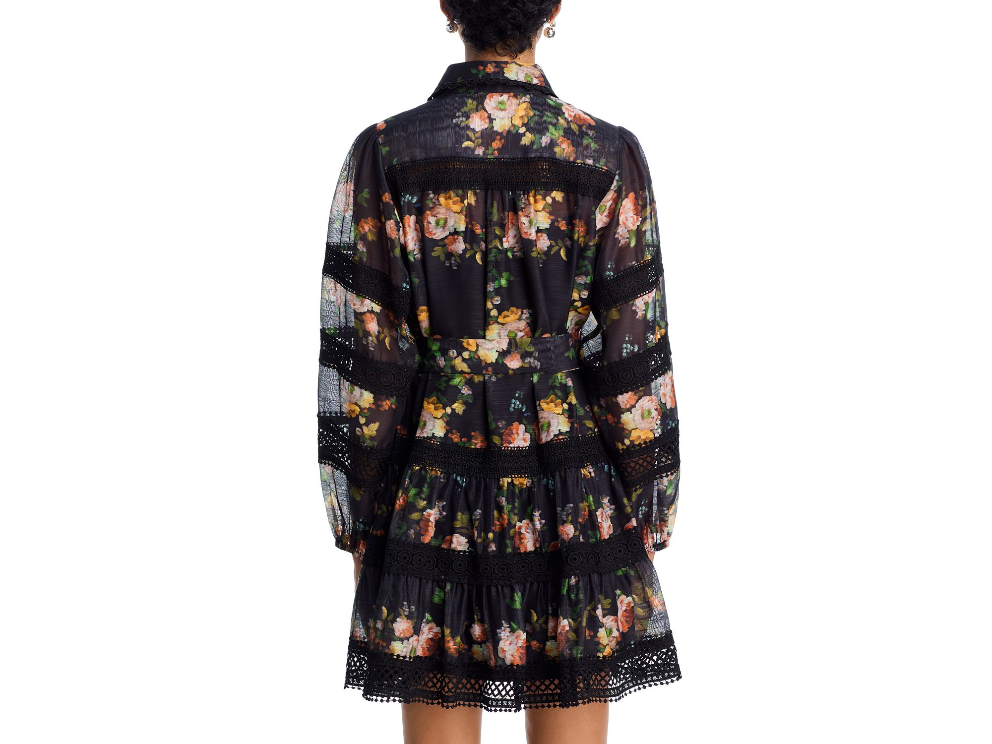 Rose Lace Inset Long Sleeve Mini Dress - Exclusive — Image 3