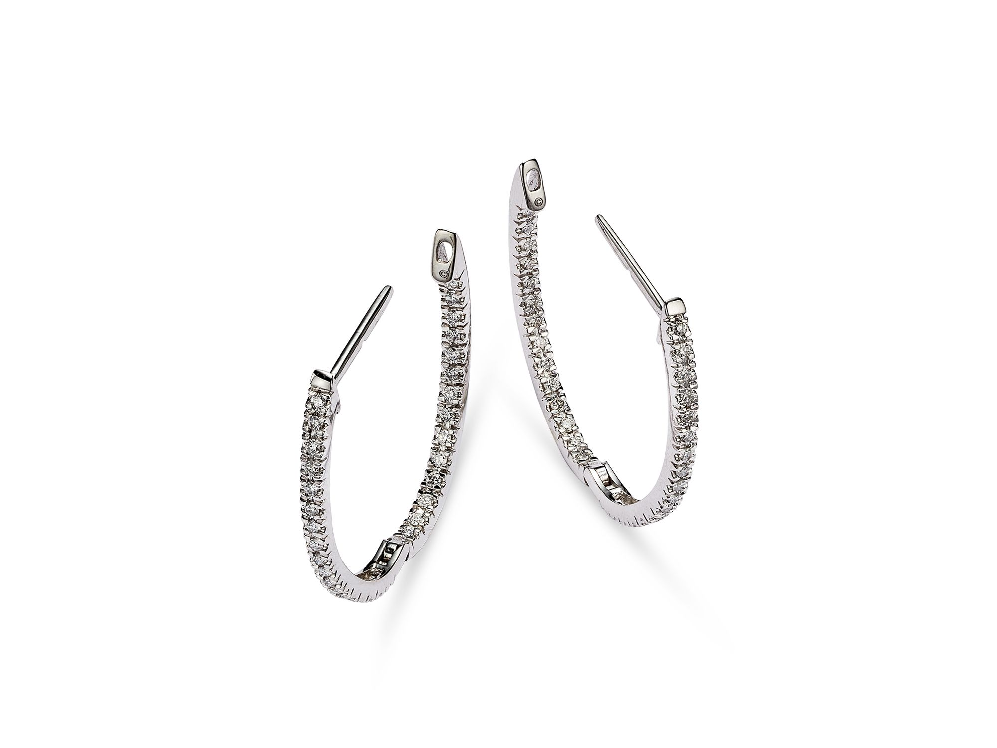 Inside-Out Diamond Hoop Earrings in 14K White Gold, 0.50 tcw — Image 3
