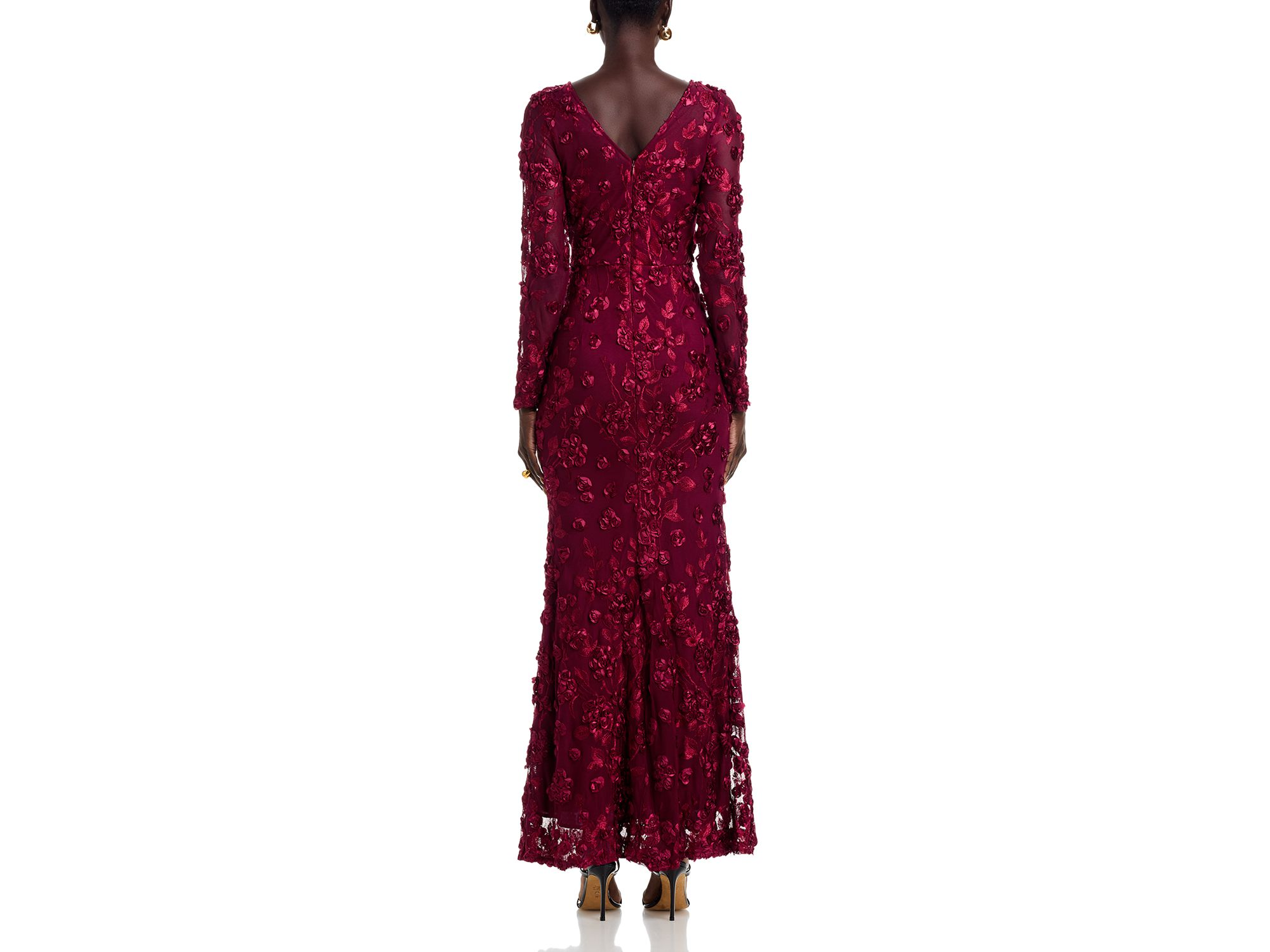 Long Sleeve 3D Floral Mesh Dress - Exclusive — Image 4