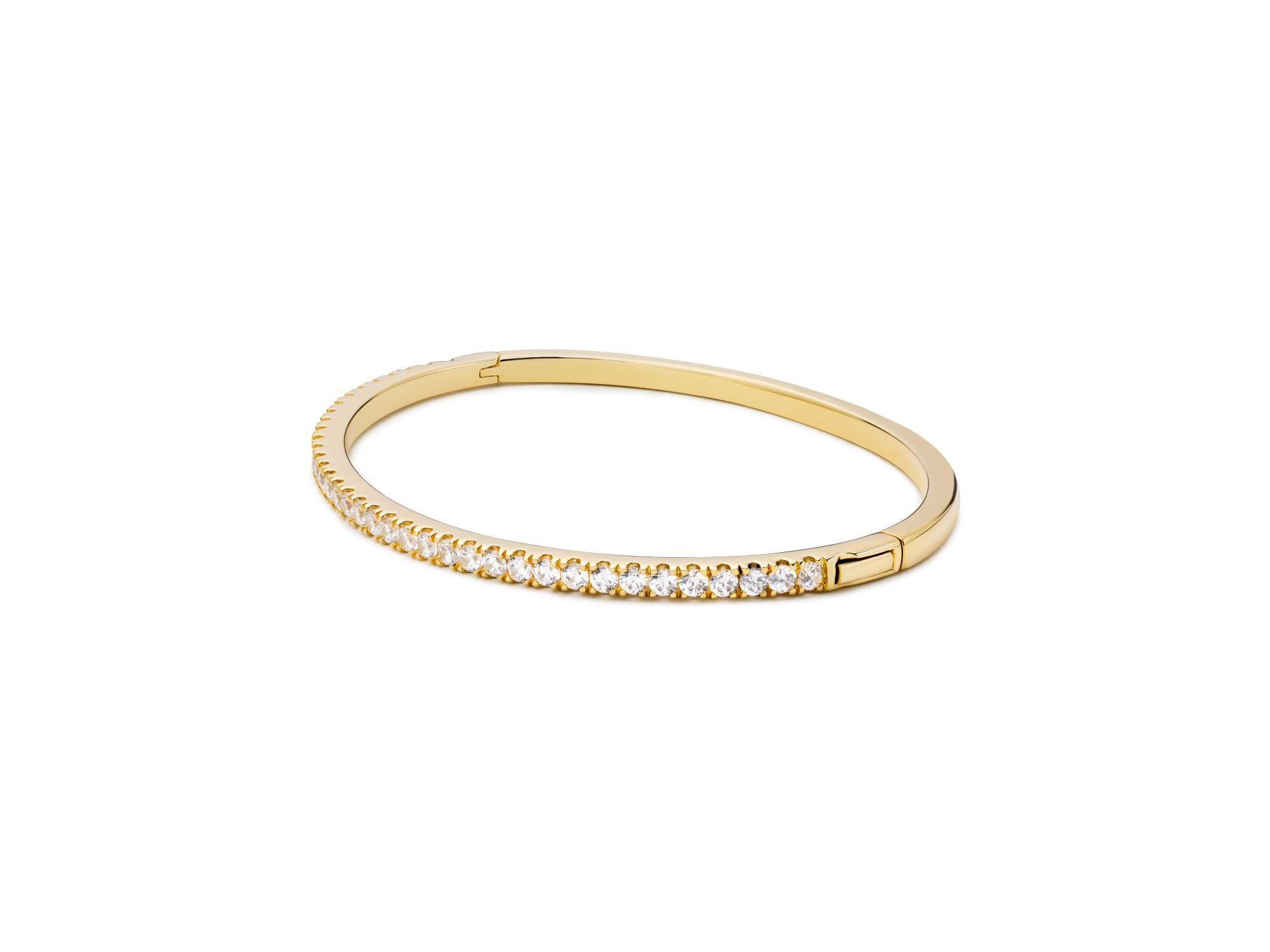 Brass and Cubic Zirconia Juliette Gold Bangle Bracelet — Image 5