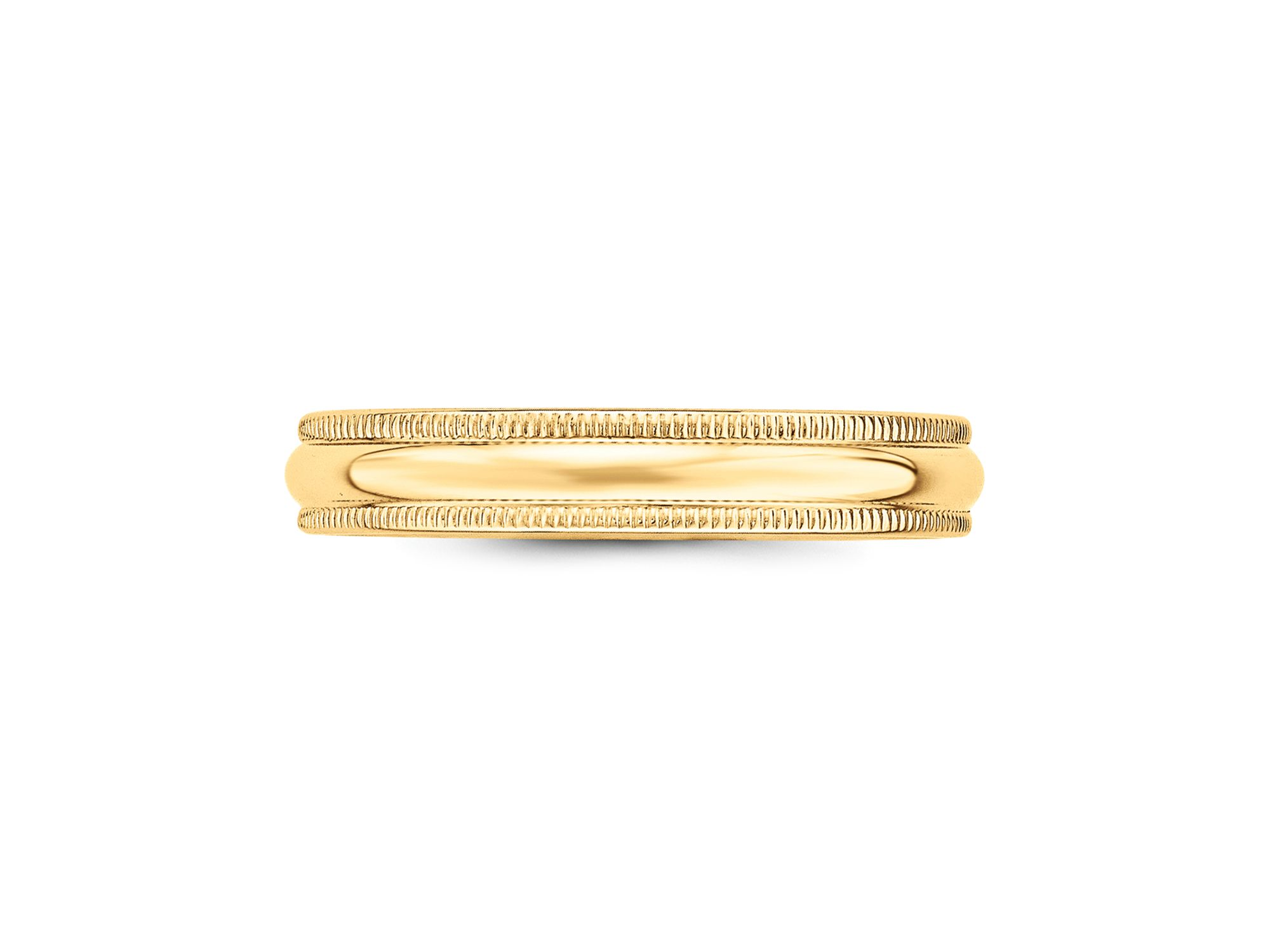 Men's 4mm Milgrain Half Round Wedding Band 14K Yellow Gold — Image 4