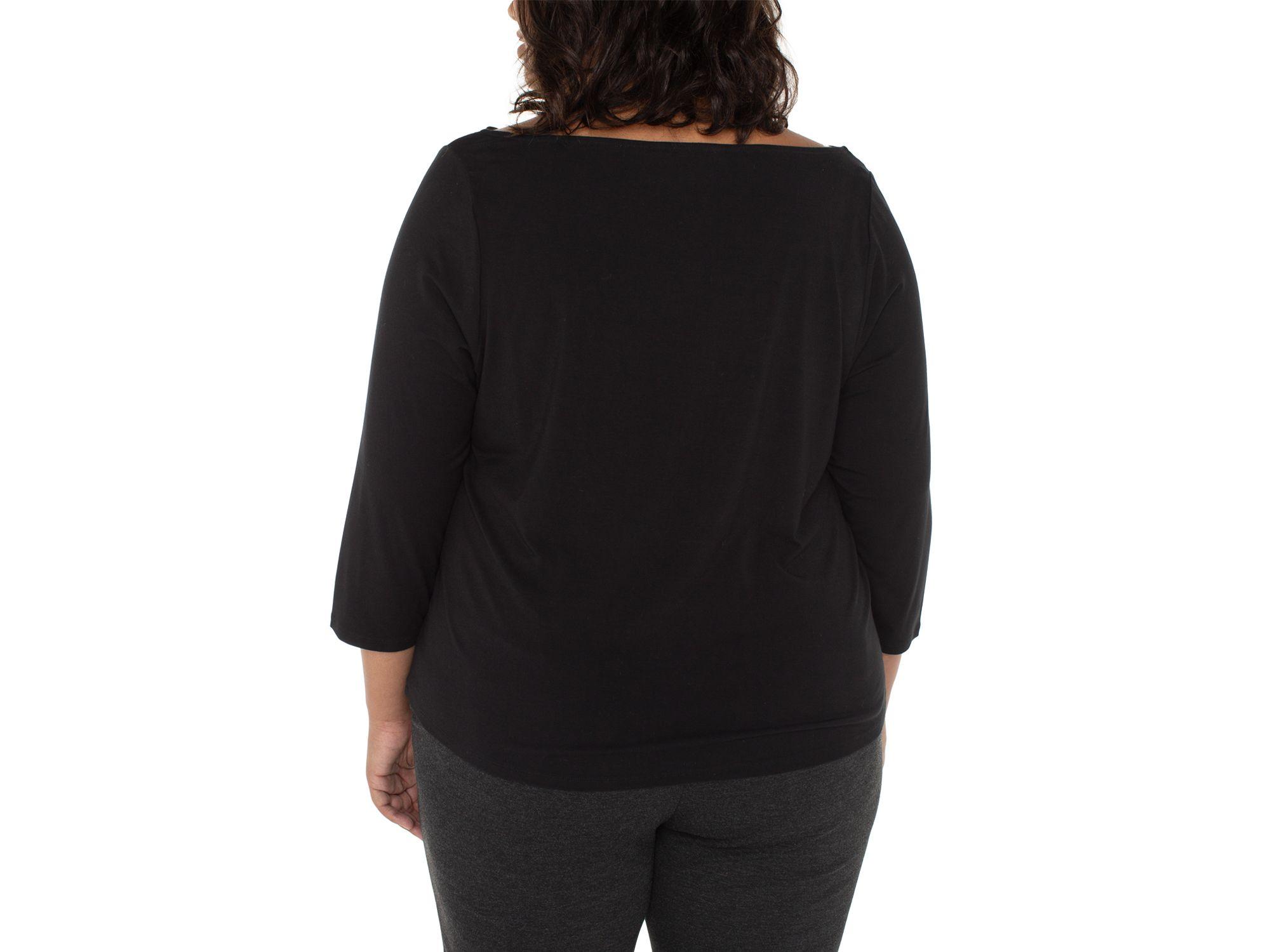 Three Quarter Sleeve Drape Neck Knit Top — Image 4