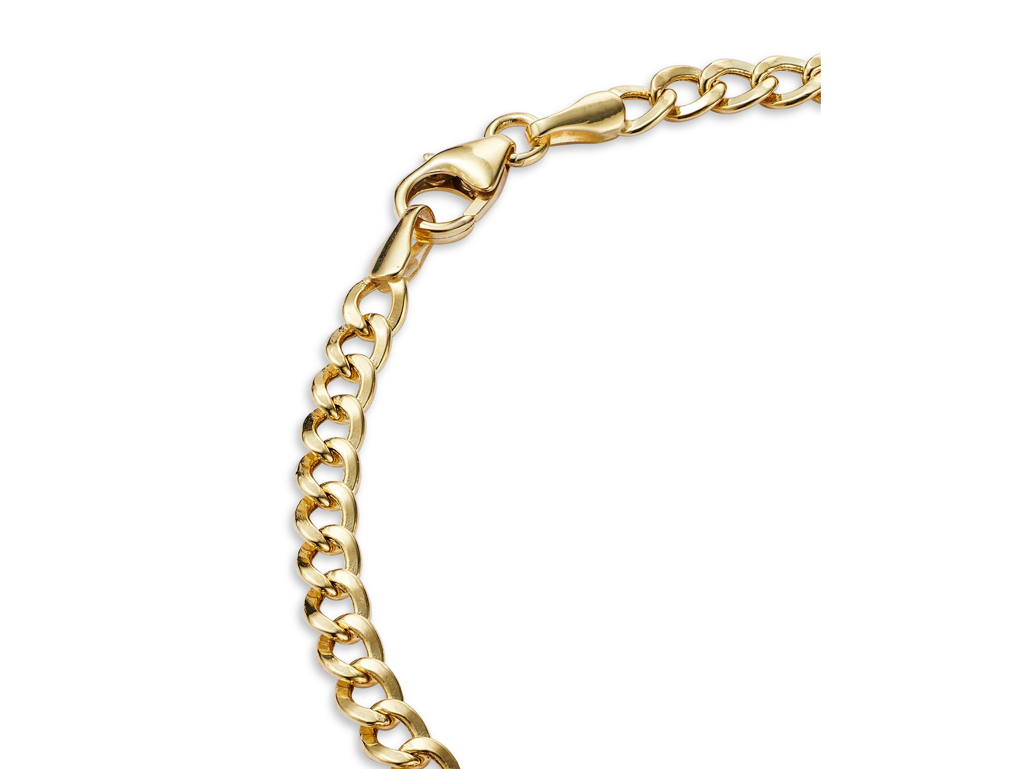 Open Heart Curb Link Chain Bracelet in 14K Yellow Gold — Image 3