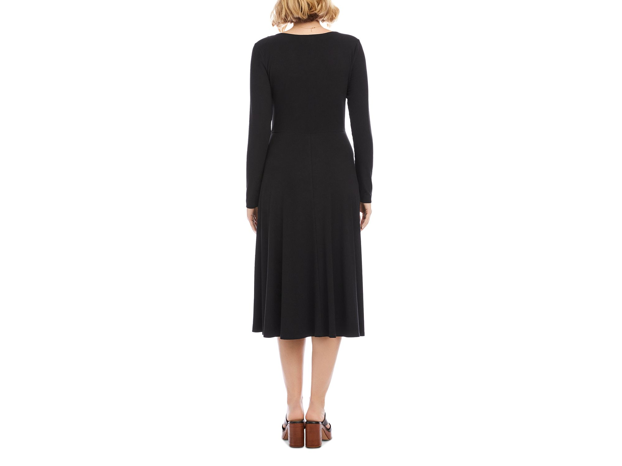 Long Sleeve Ribbed Scoop Neck A Line Dress — Image 5