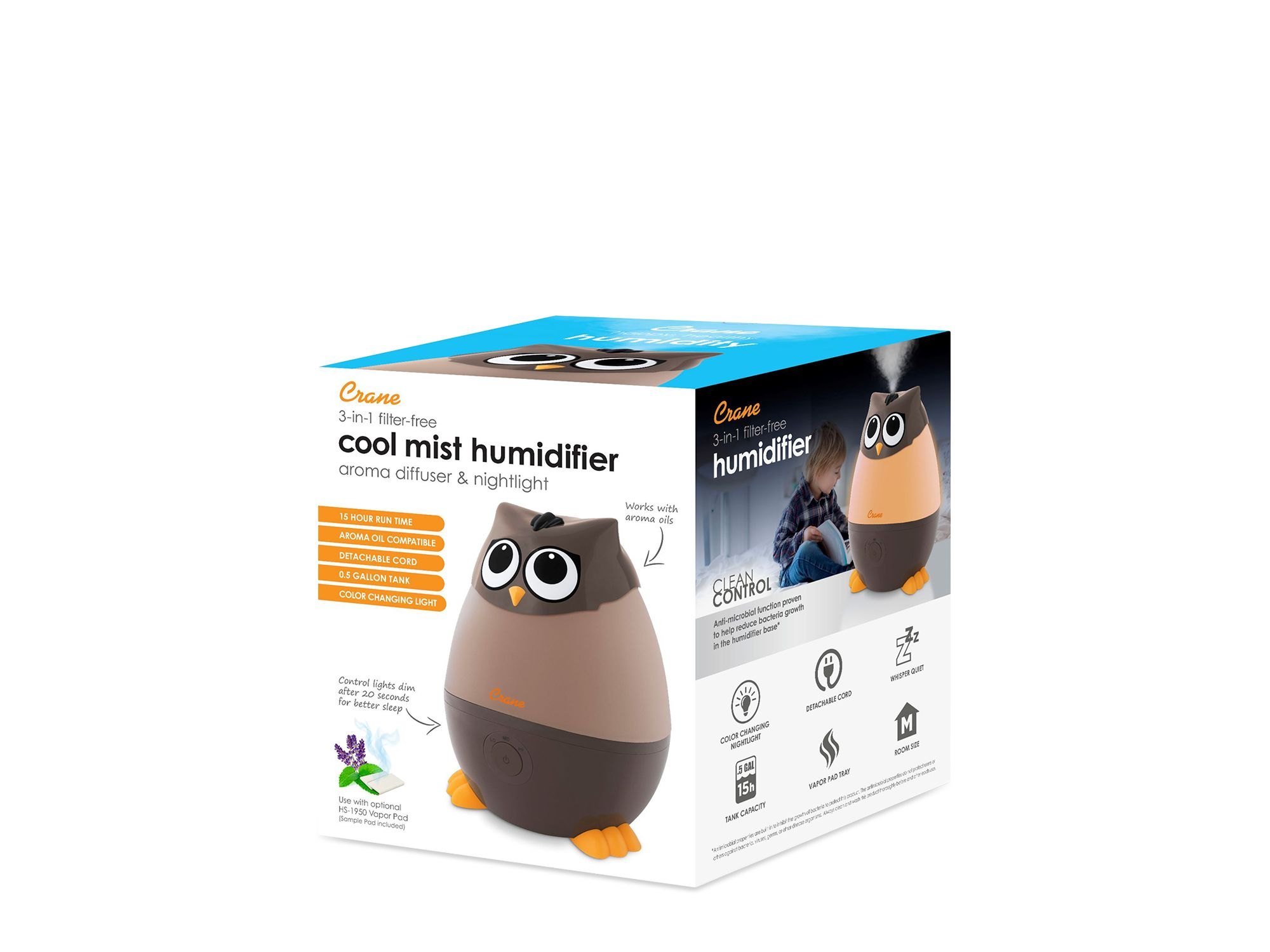 Adorable Humidifier, Mini Owl, Cool Mist Humidifier with Vapor Tray, 0.5 Gal. — Image 8