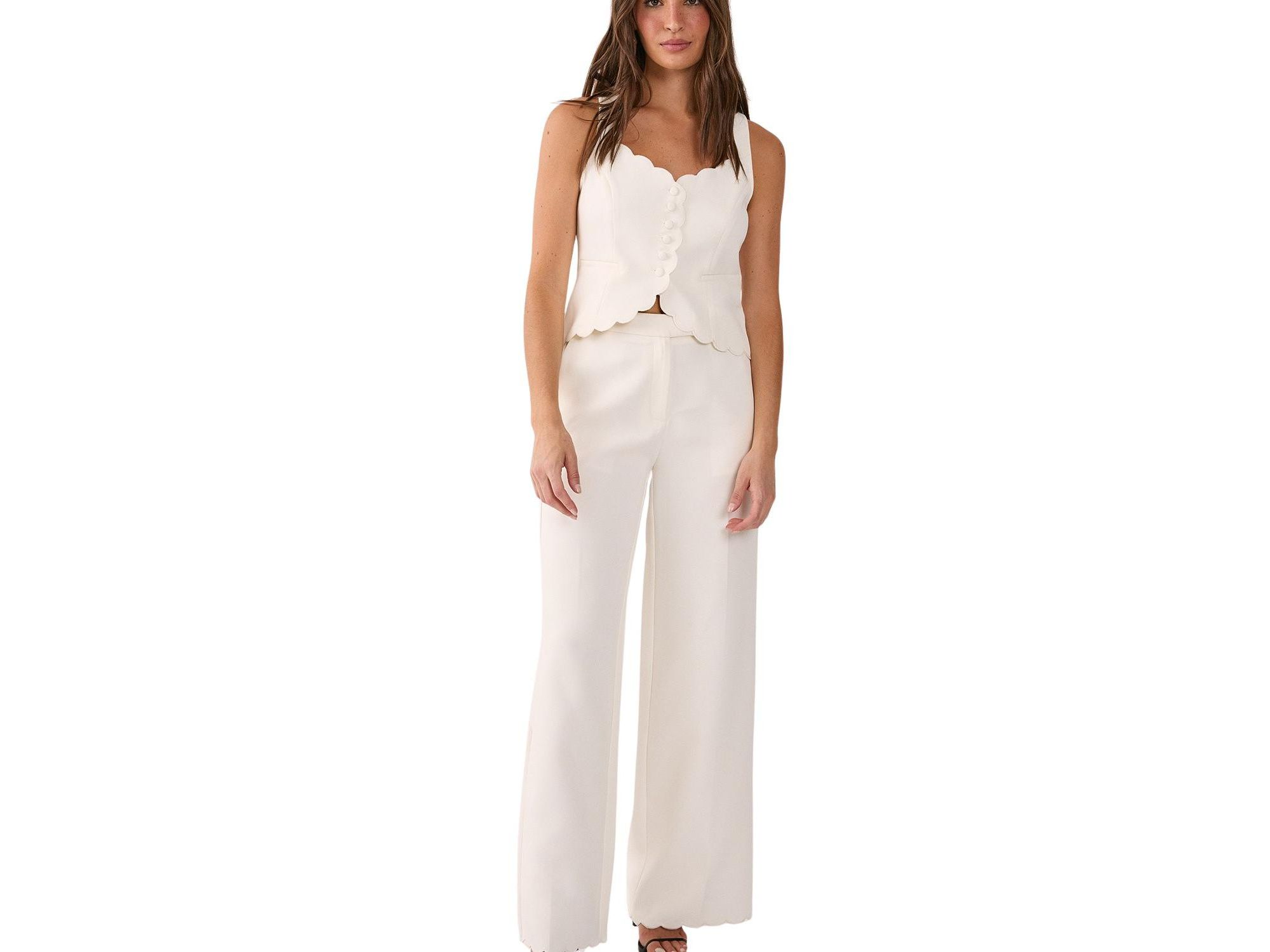 Embroidered Tailored Wide Leg Pants — Image 4
