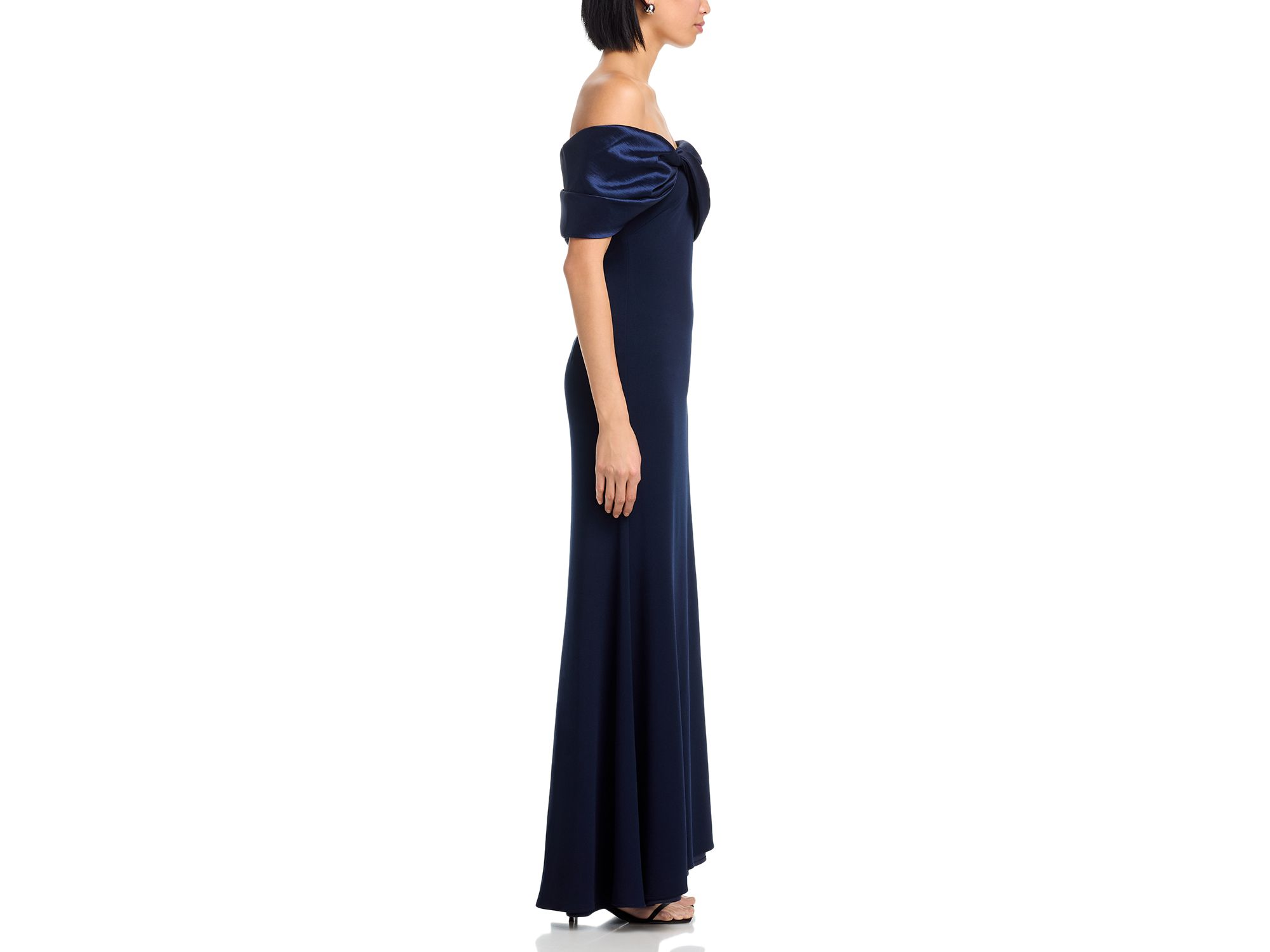 Long Scuba Crepe Off-the-Shoulder Taffeta Gown - Exclusive — Image 5
