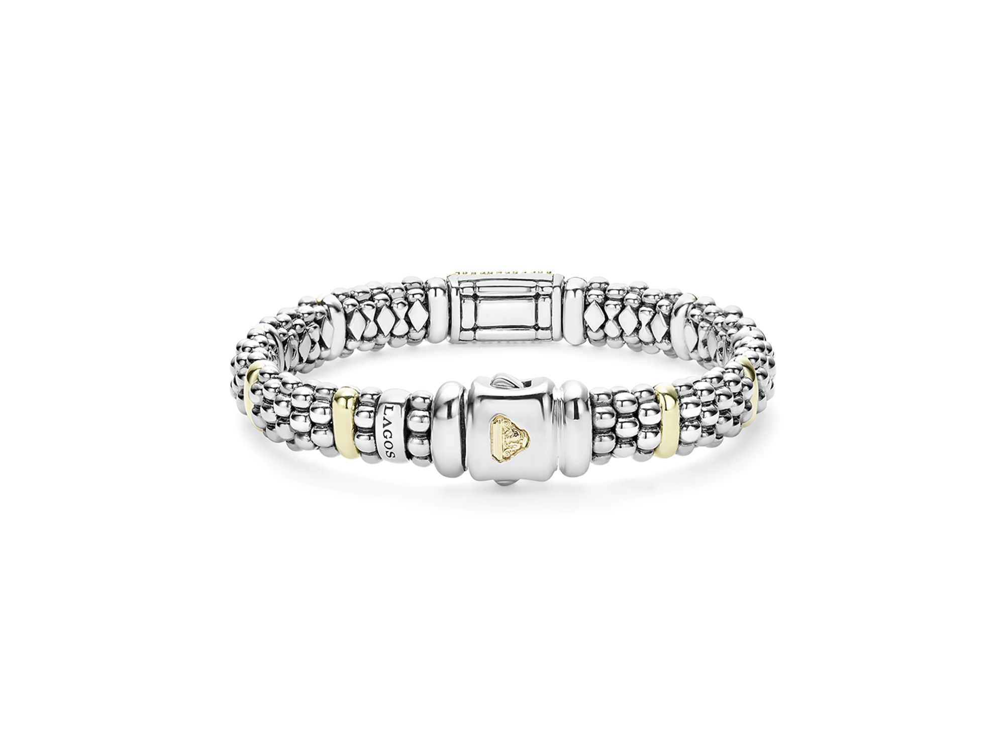 18K Yellow Gold & Sterling Silver Signature Caviar Yellow Sapphire Pavé Link Bracelets — Image 5