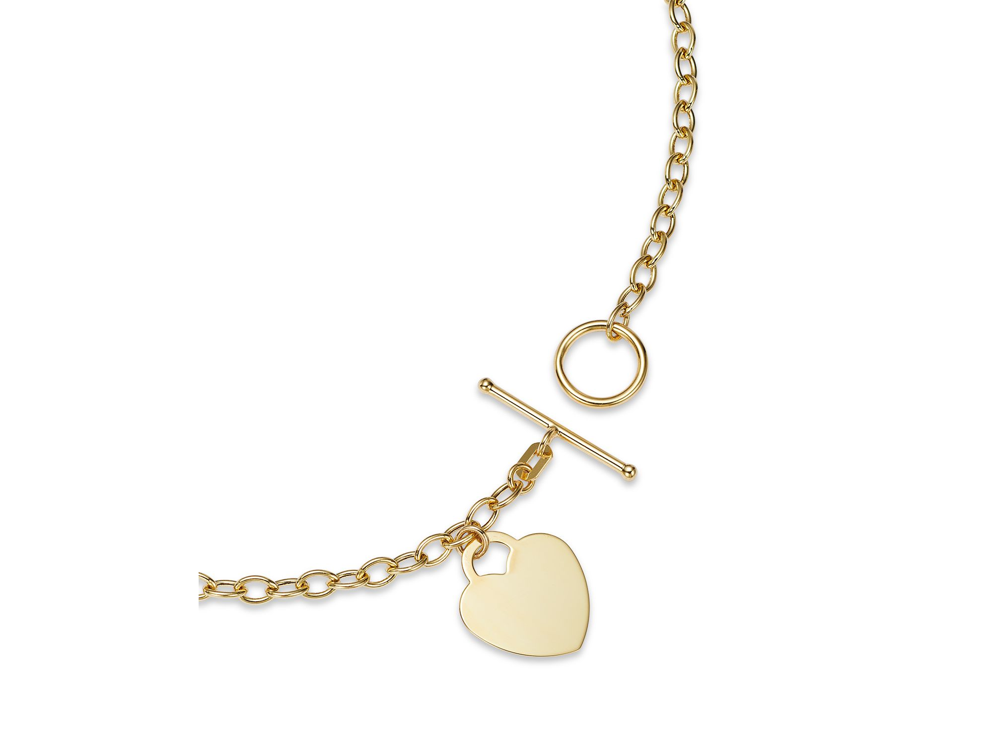 Polished Heart Toggle Necklace in 14K Yellow Gold, 17" — Image 3