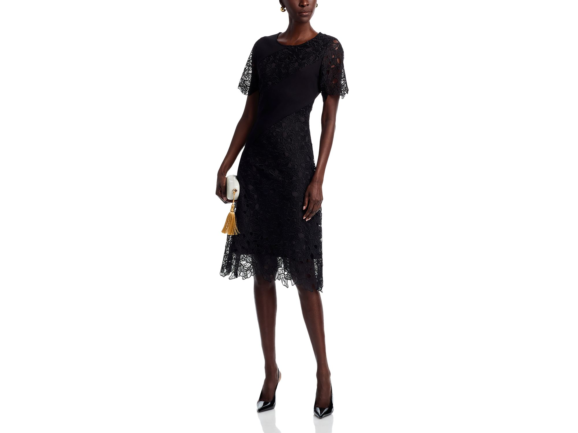 Woven Mixed Media Midi Dress — Image 4