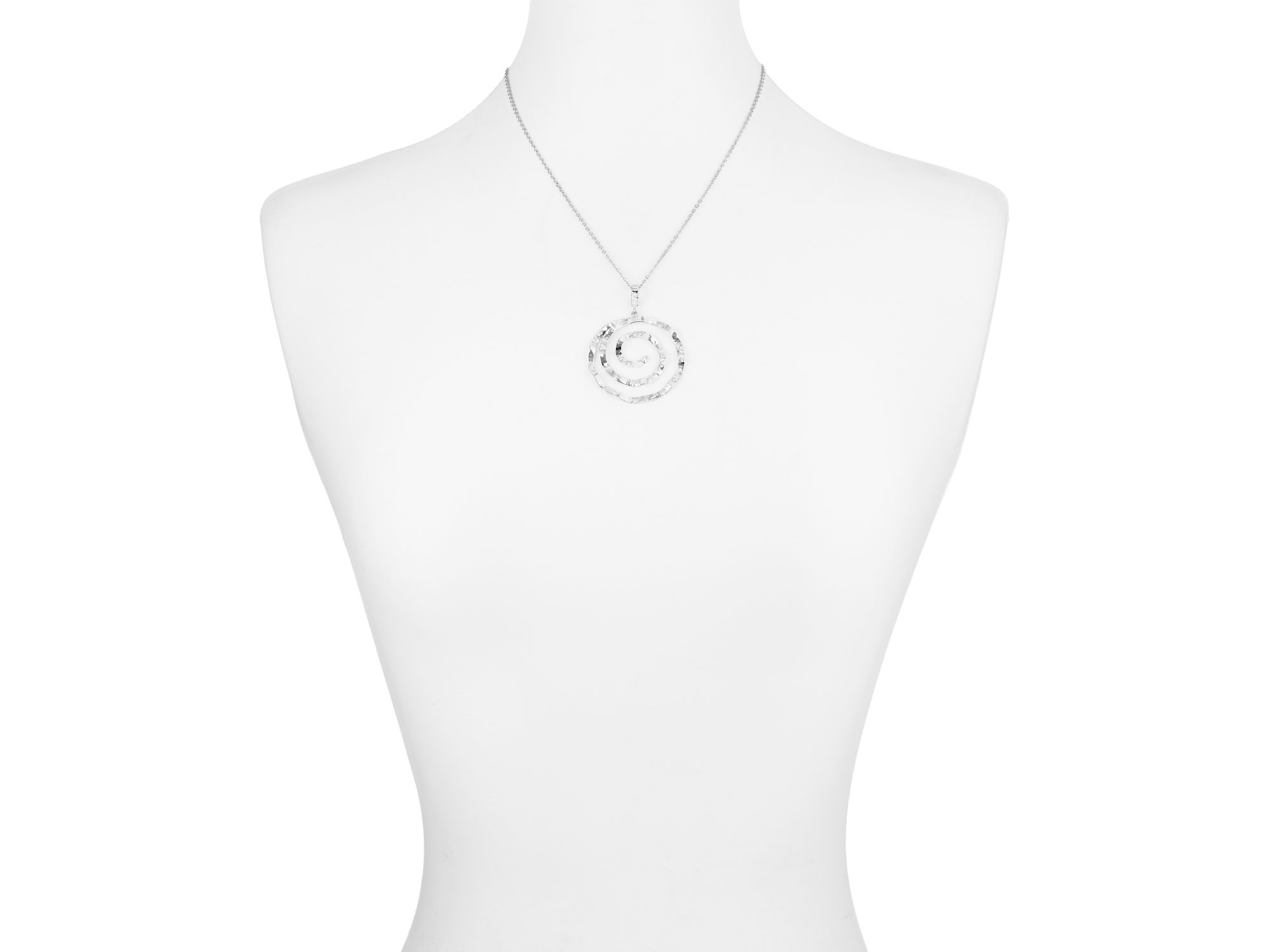 Hammered Spiral Pendant Necklace, 17" — Image 3