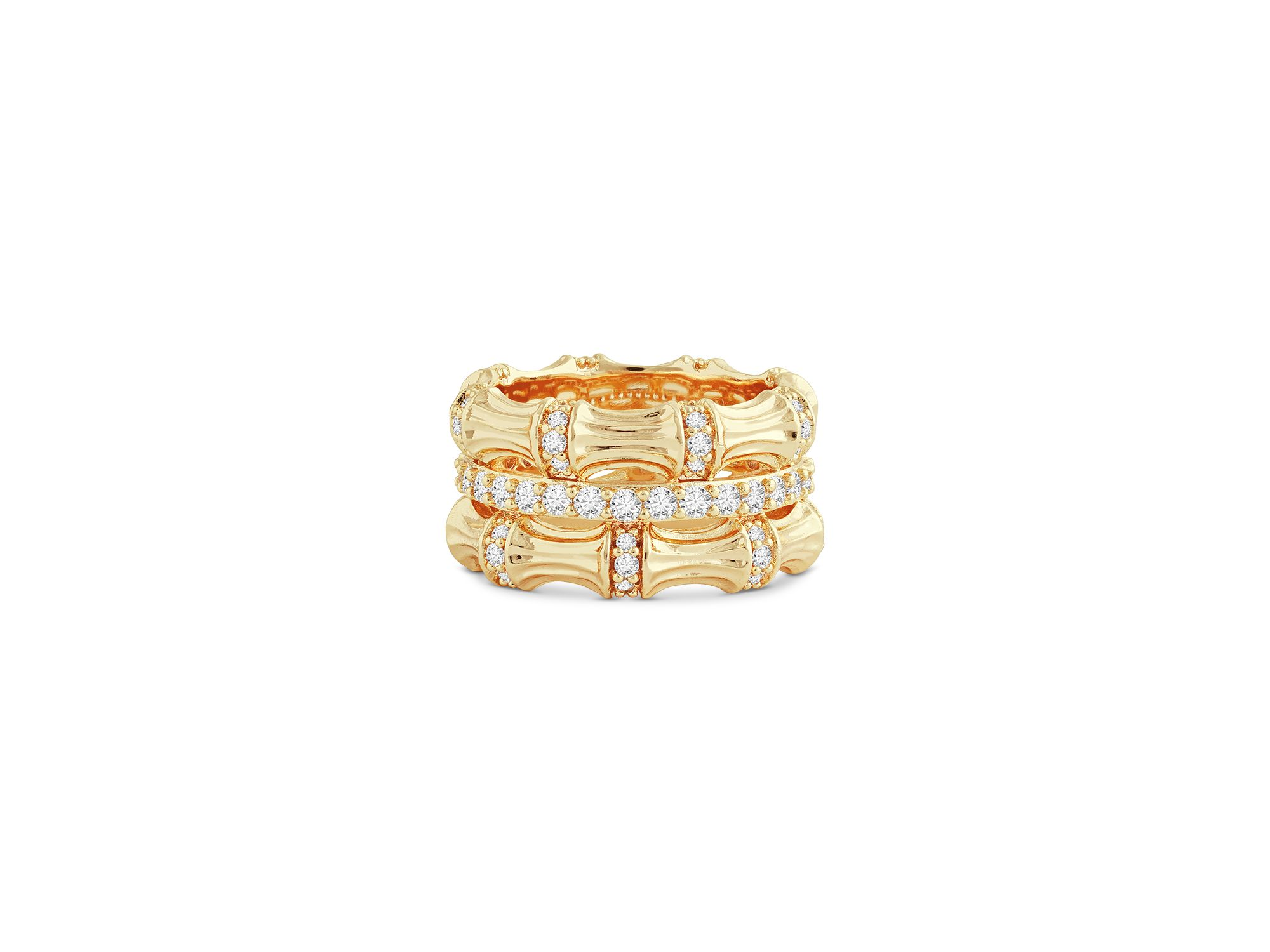 Sculpted Bamboo Stack Ring in 18K Gold Plated — Image 4