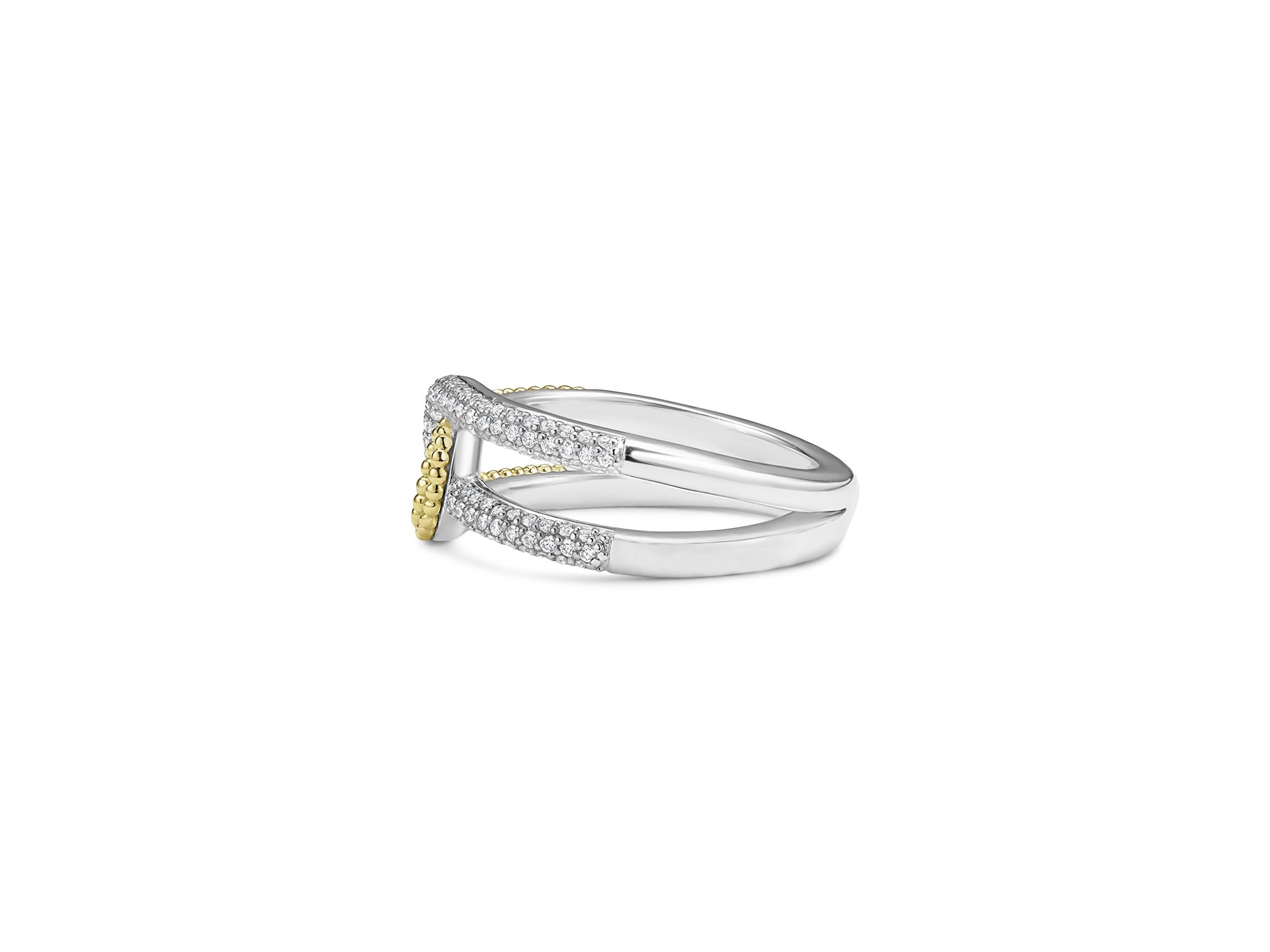 18K Yellow Gold & Sterling Silver Caviar Lux-Clip Diamond Statement Ring - Exclusive — Image 6